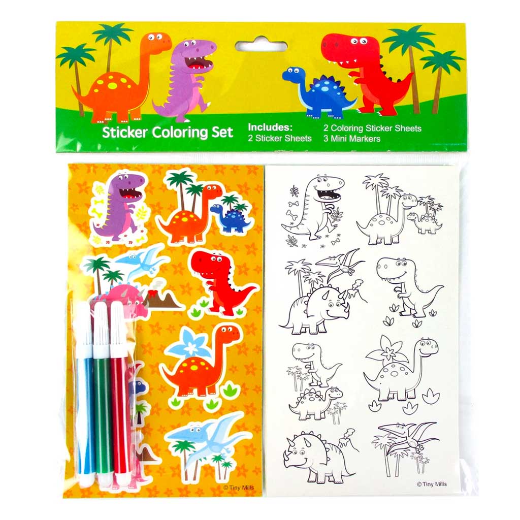 Dinosaurs Color-in Sticker Set With Markers