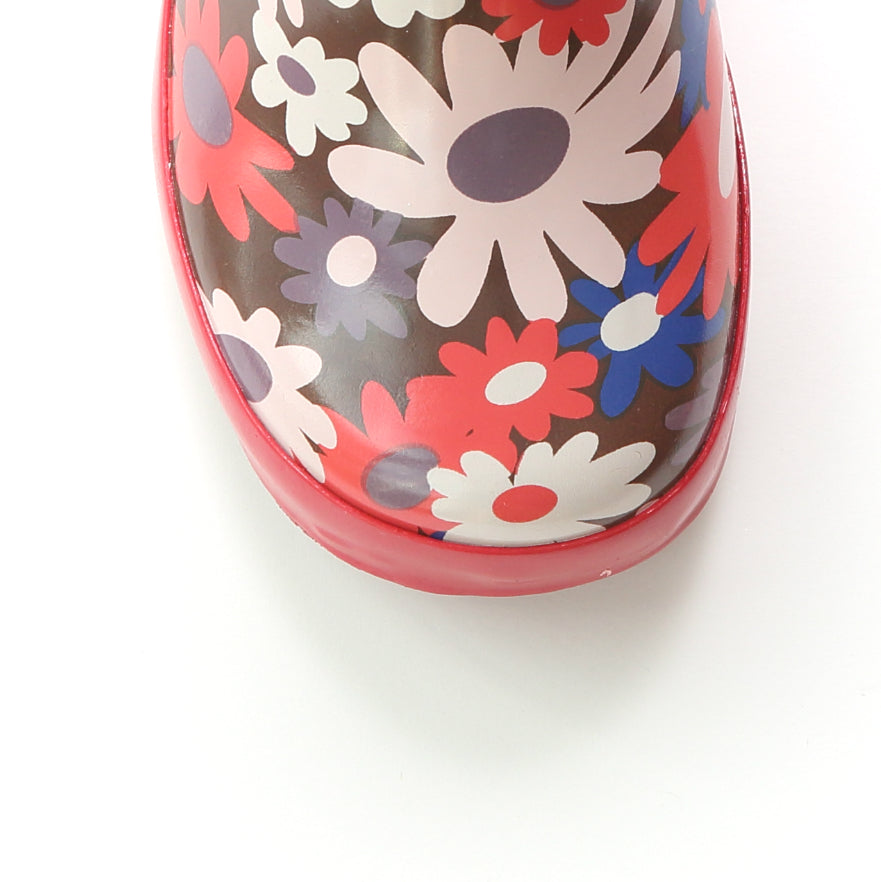 Brown Flower Rain Boot