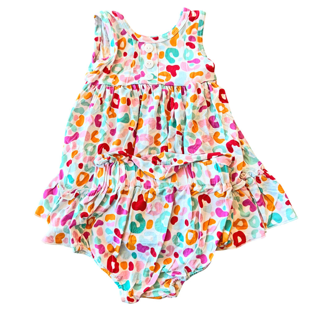 Rheytt Leopard Bamboo Peplum + Bloomer Set