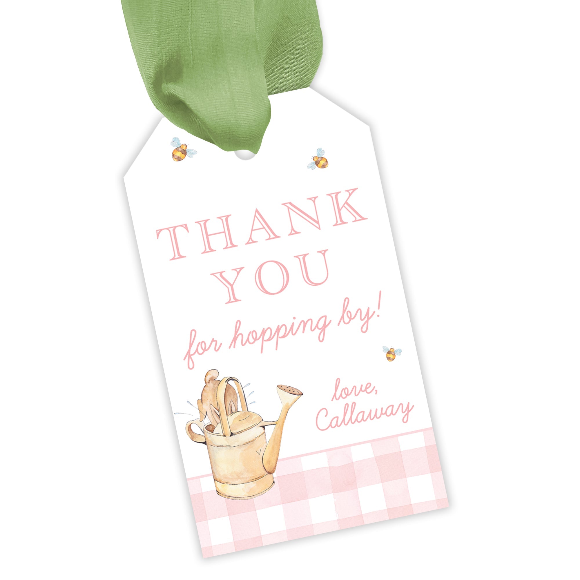 Pink Peter Rabbit Party Favor Tag