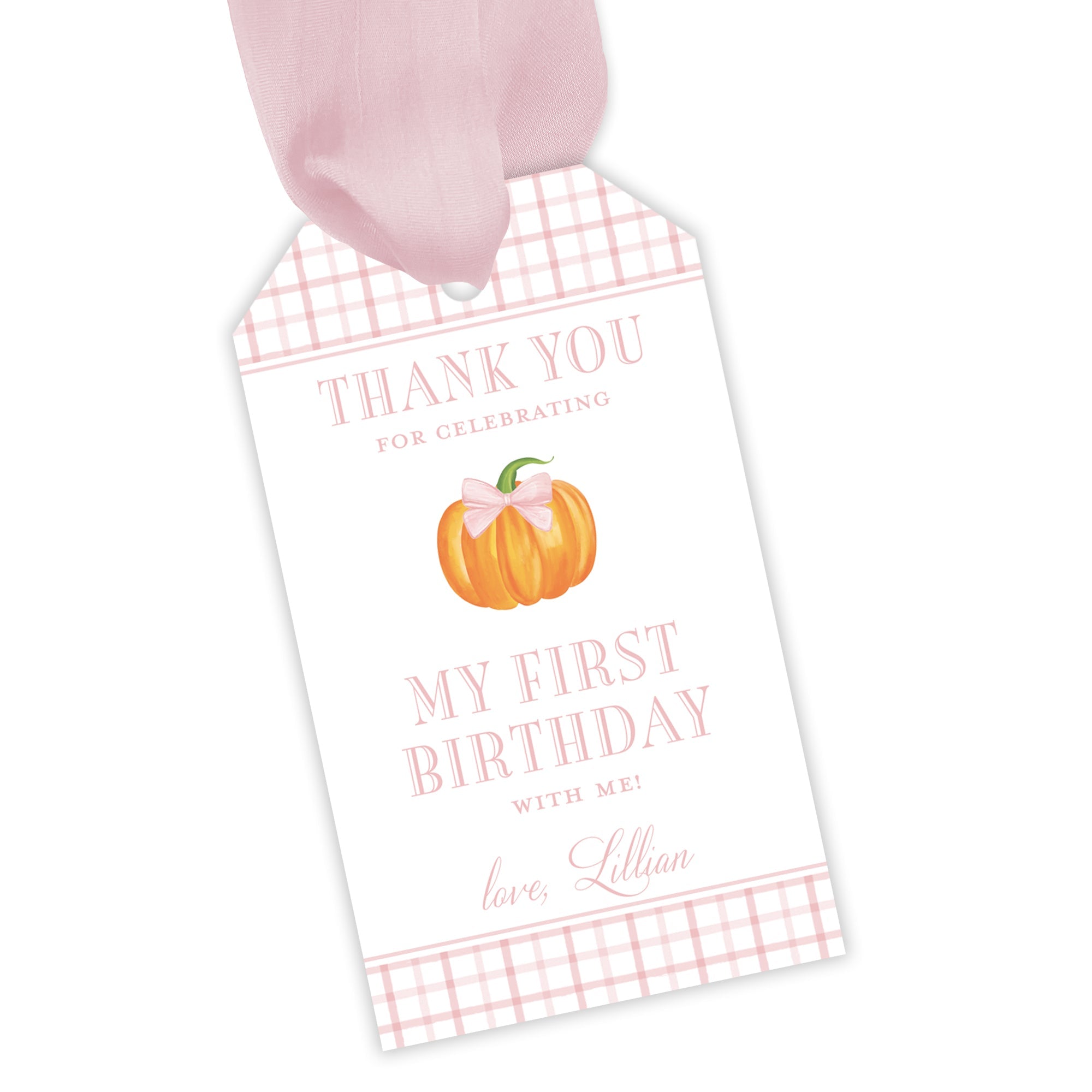 All Pink Fall Pumpkin Party Favor Tag