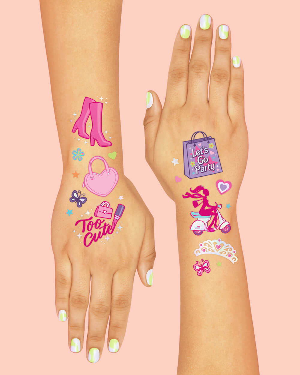 Let's Go Party Tats - 42 Foil Temporary Tattoos