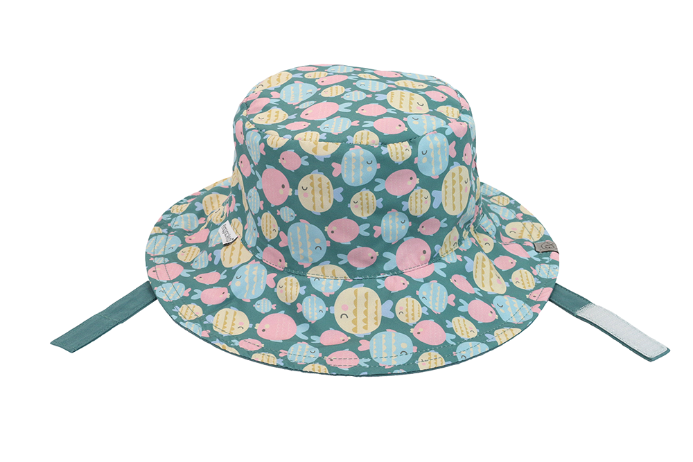 Baby/kids Reversible Mixed Sun Hat - Kissing Fish