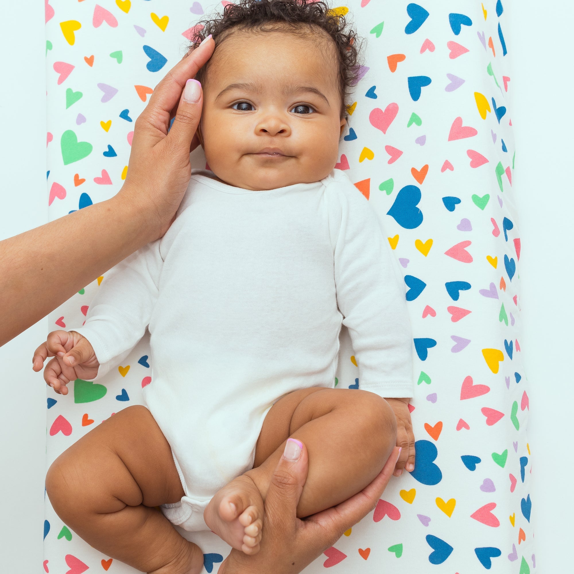 Colorful Hearts Organic Changing Pad Cover