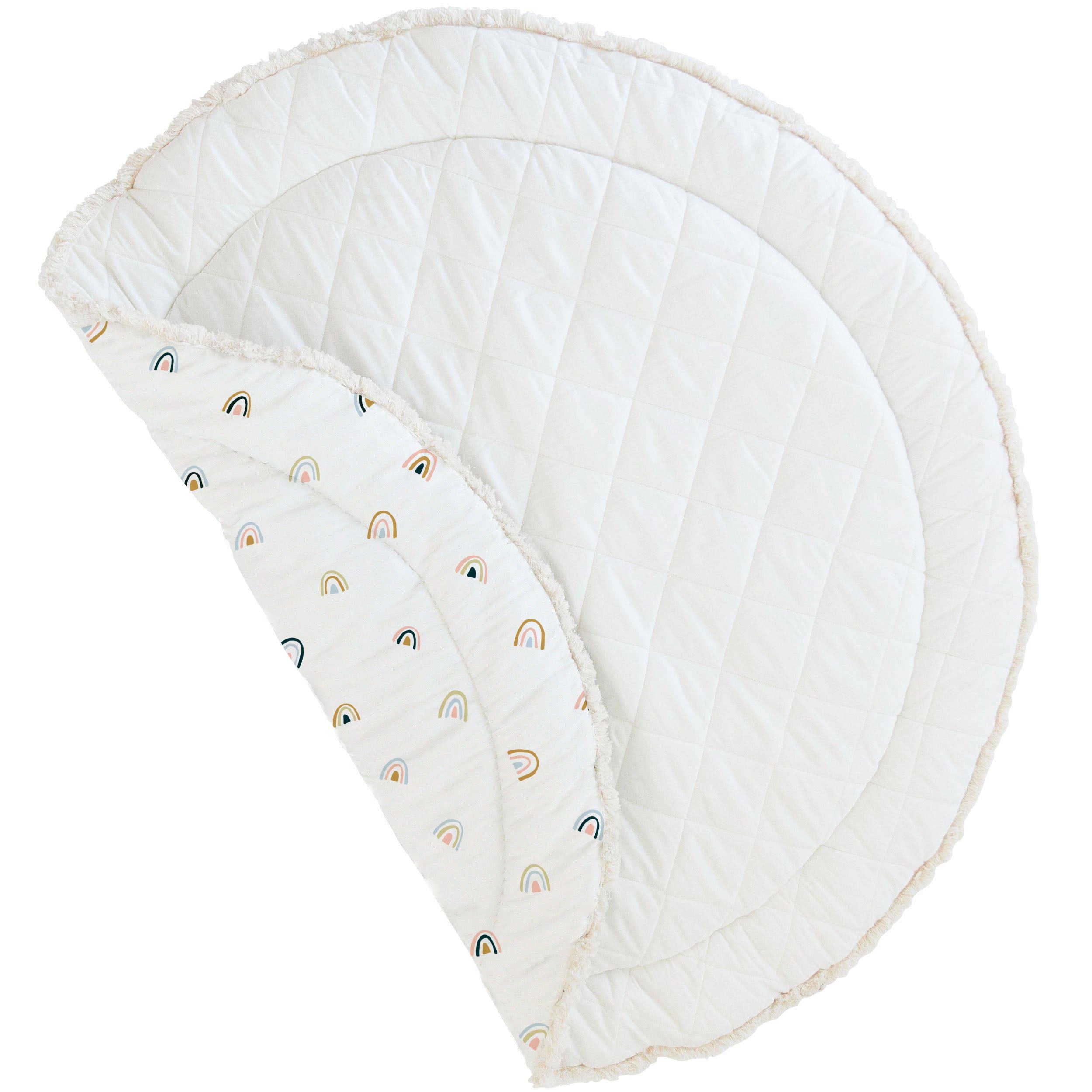 Organic Cotton Quilted Play Mat- Rainbow