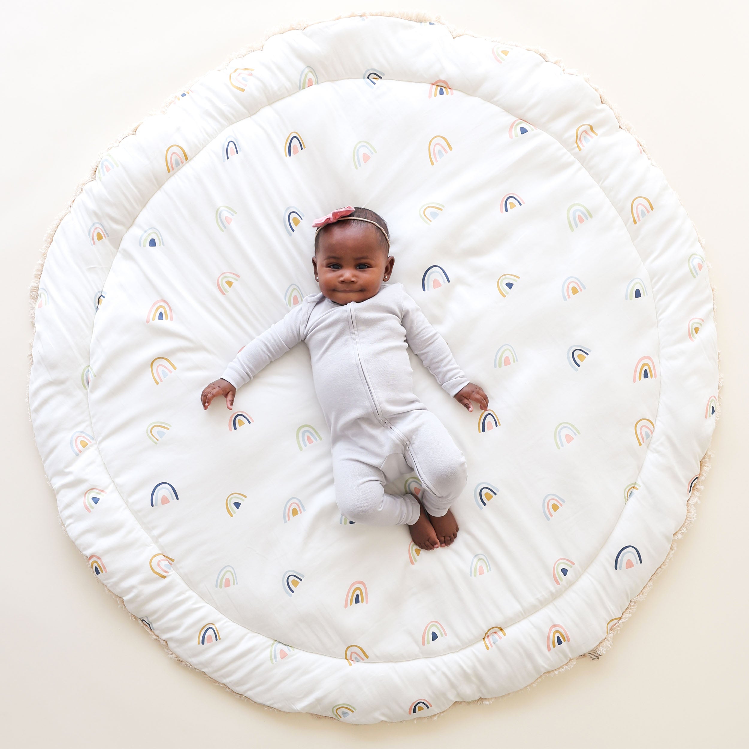 Organic Cotton Quilted Play Mat- Rainbow