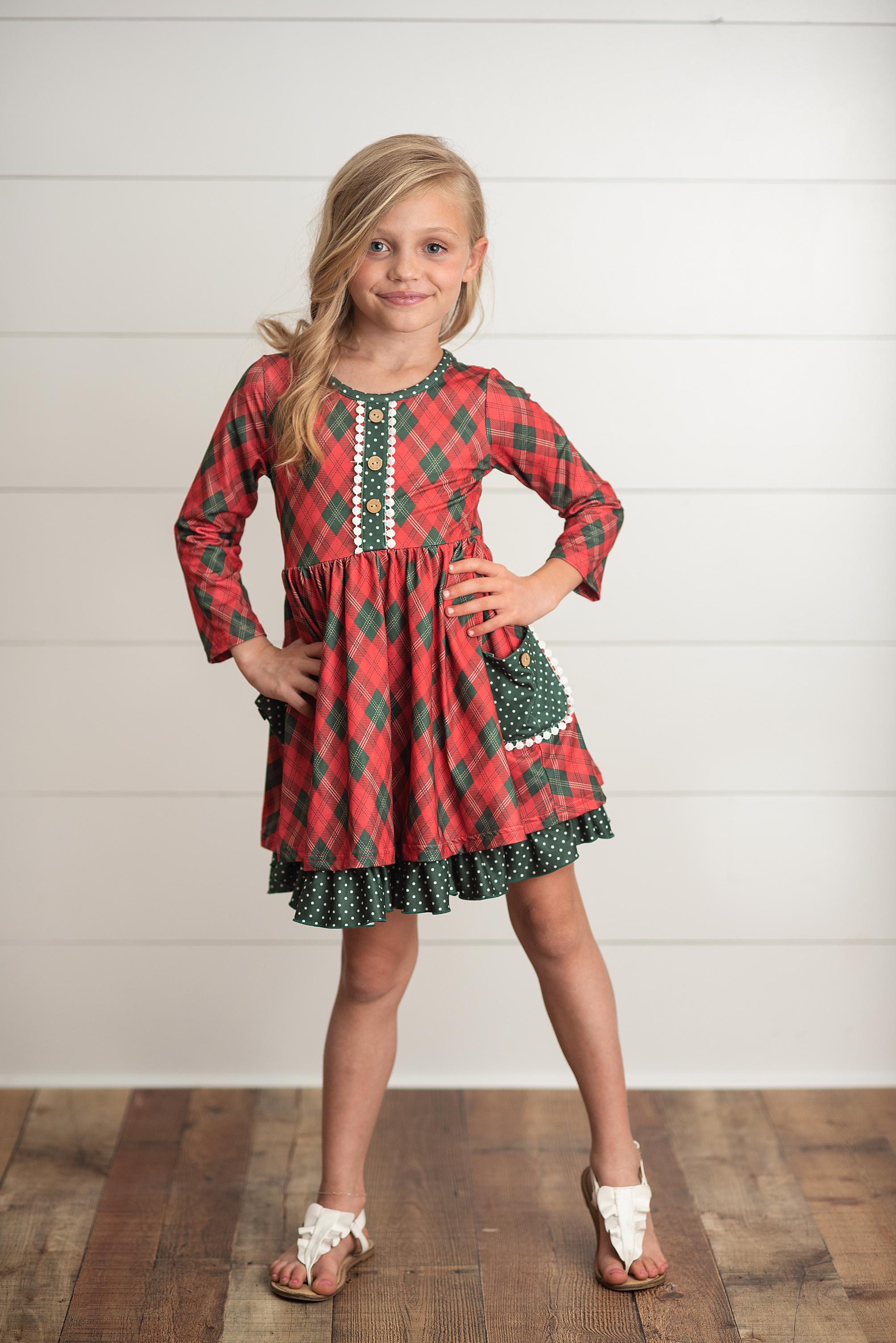 Red Green Plaid Dress