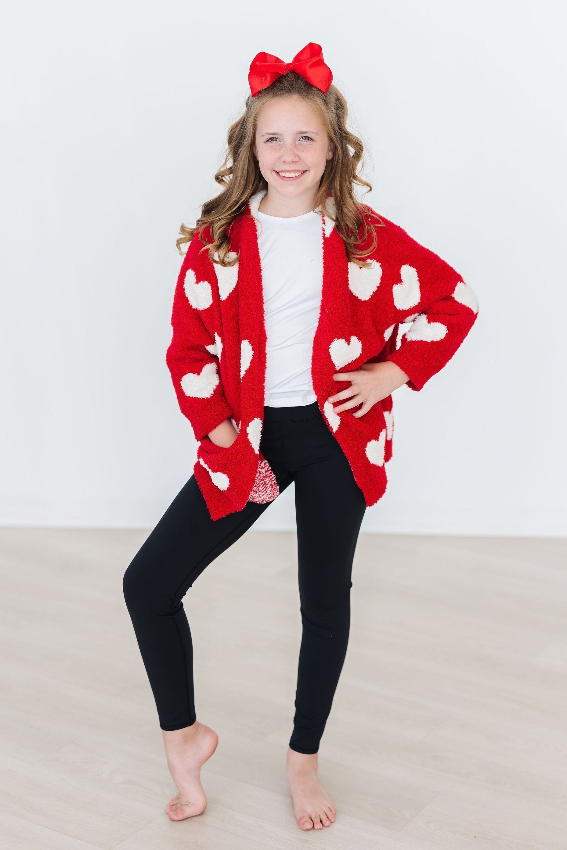 Red/coconut Heart Cozy Cardigan