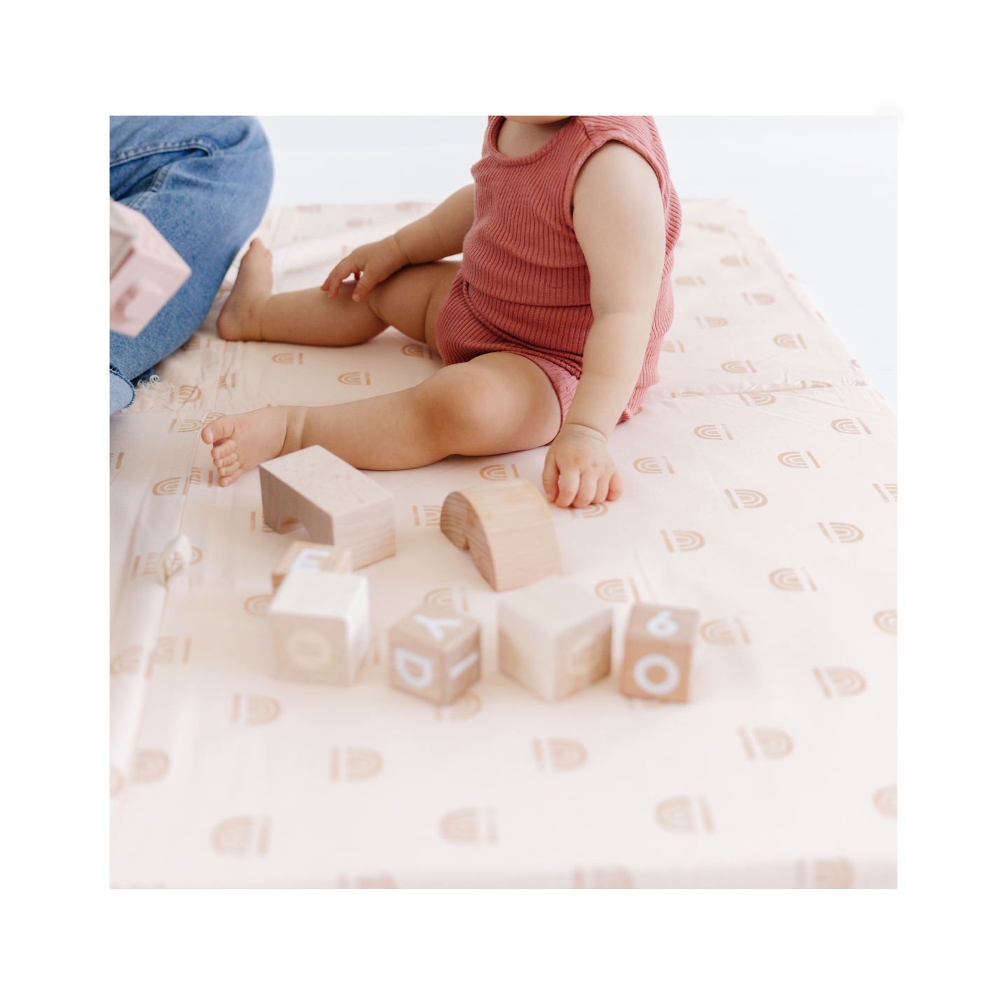 Rainbow Stamp In Cream Organic Cotton Mat