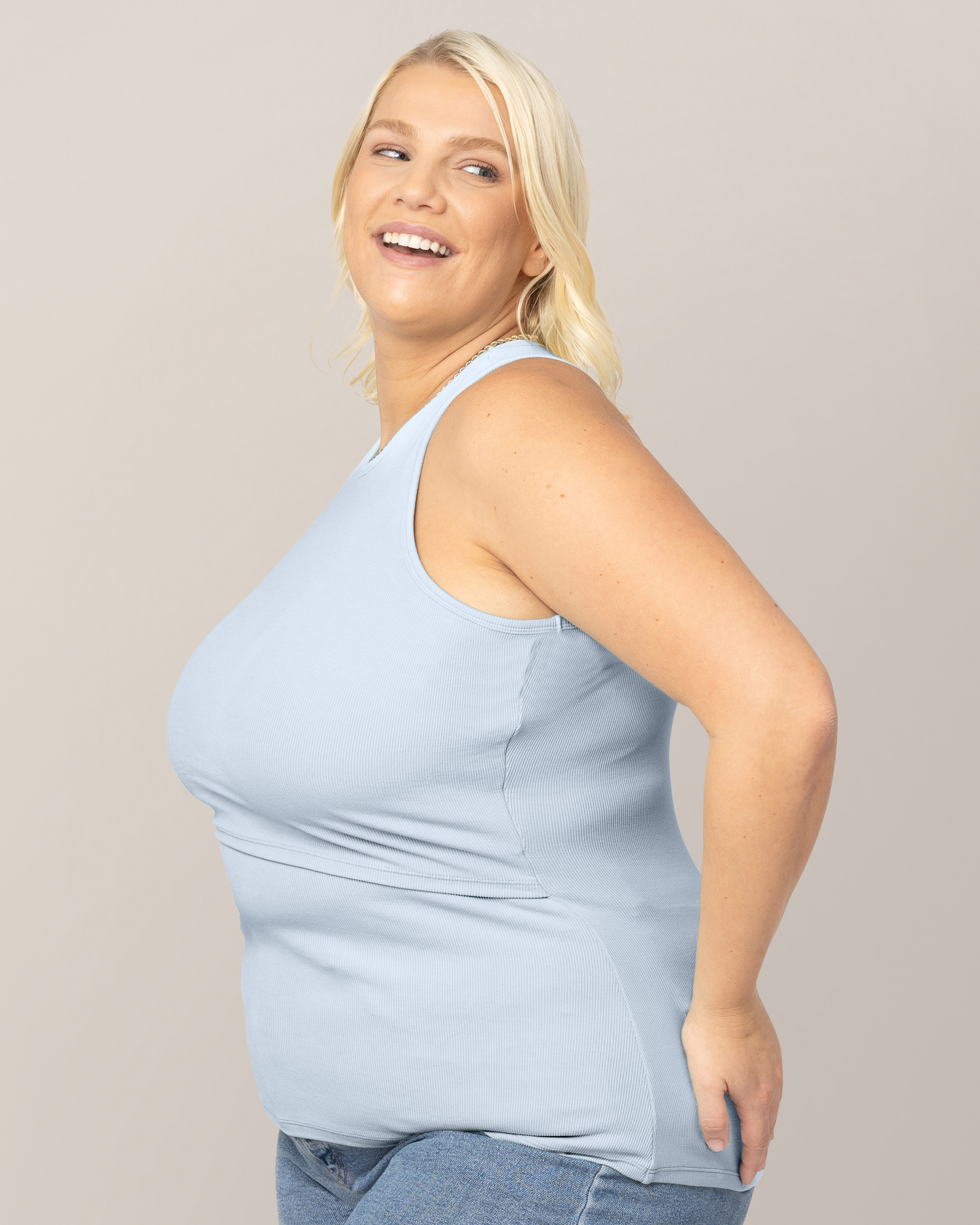 Ribbed Bamboo Racerback Nursing Tank | French Blue