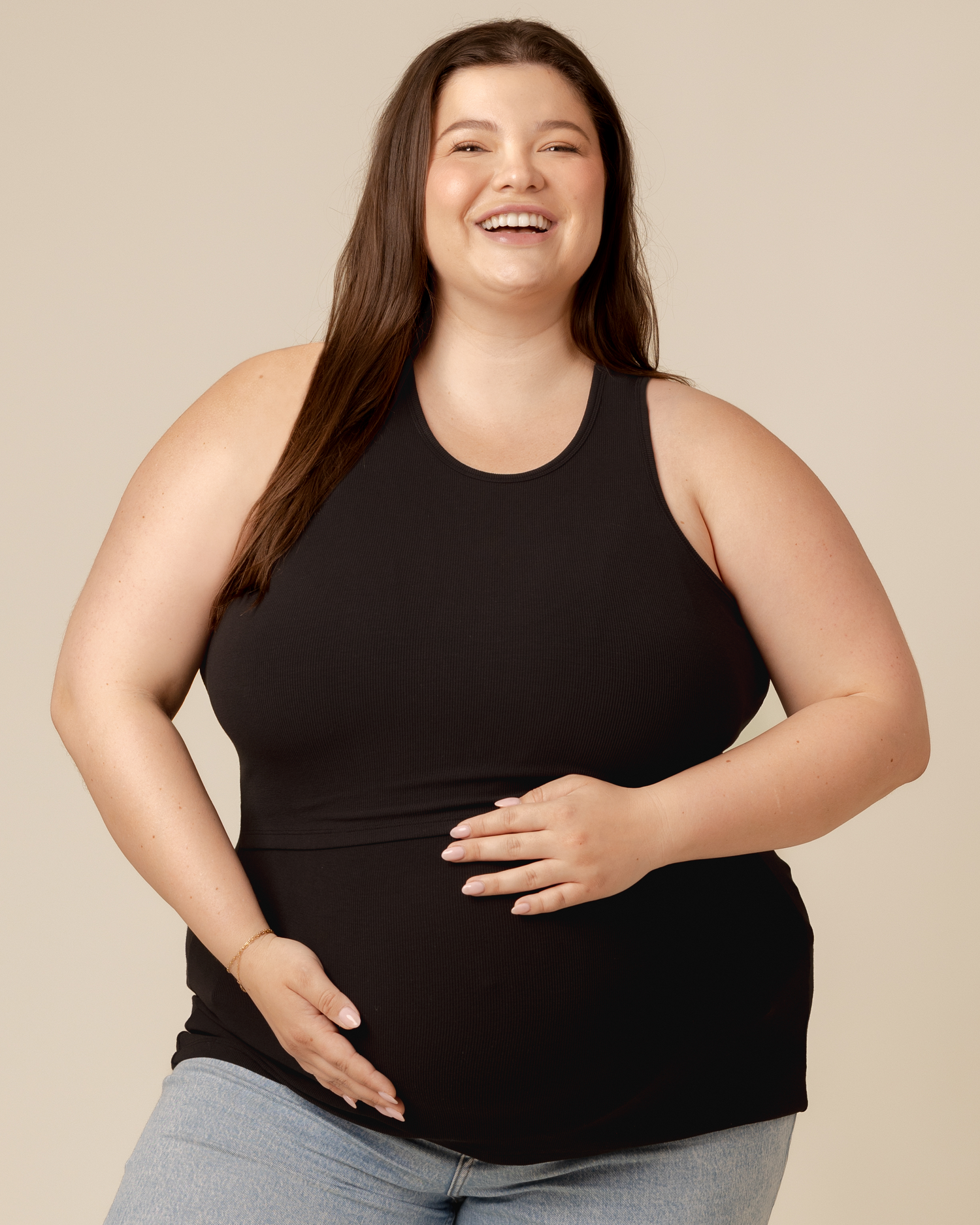 Ribbed Bamboo Racerback Nursing Tank | Black