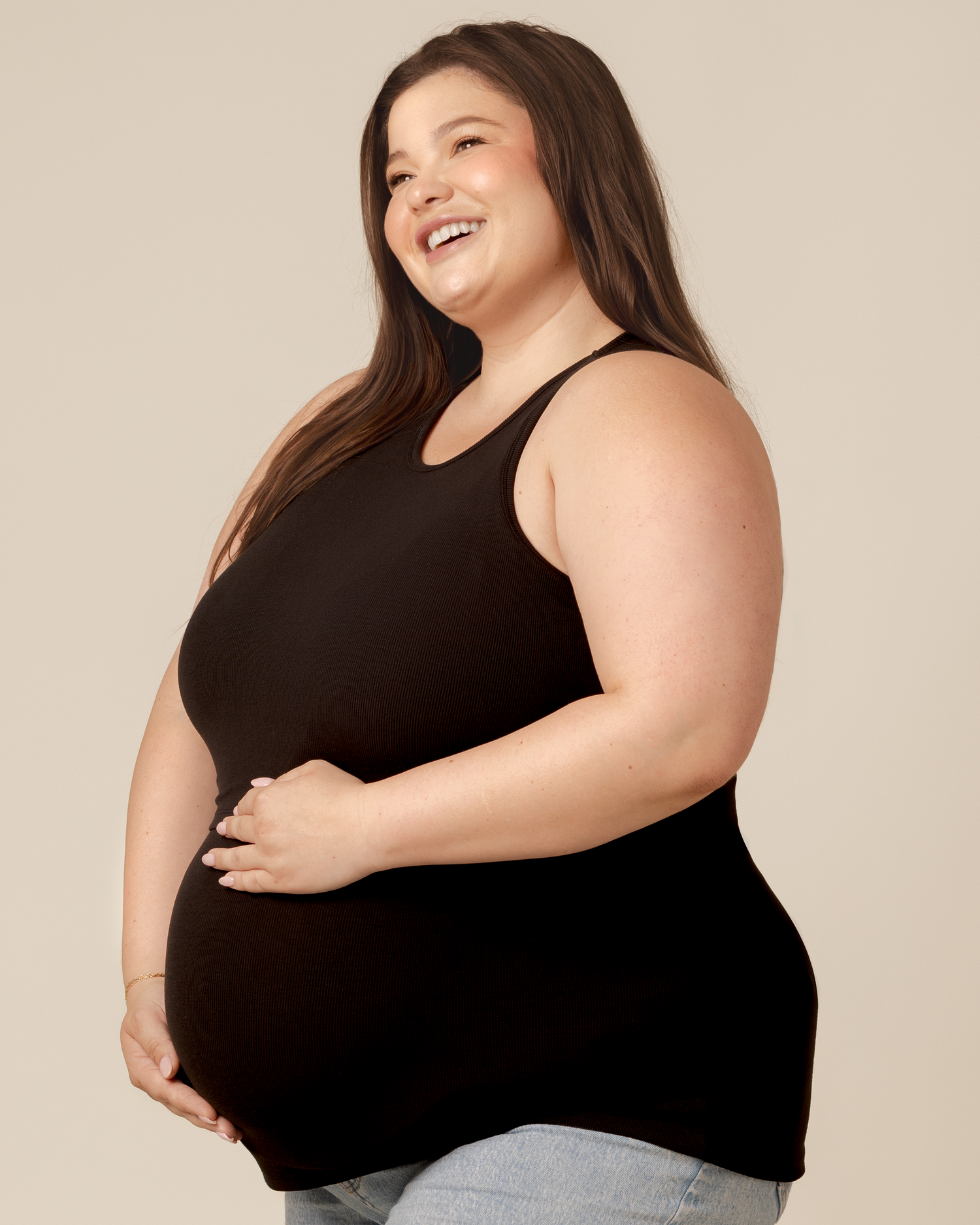 Ribbed Bamboo Racerback Nursing Tank | Black