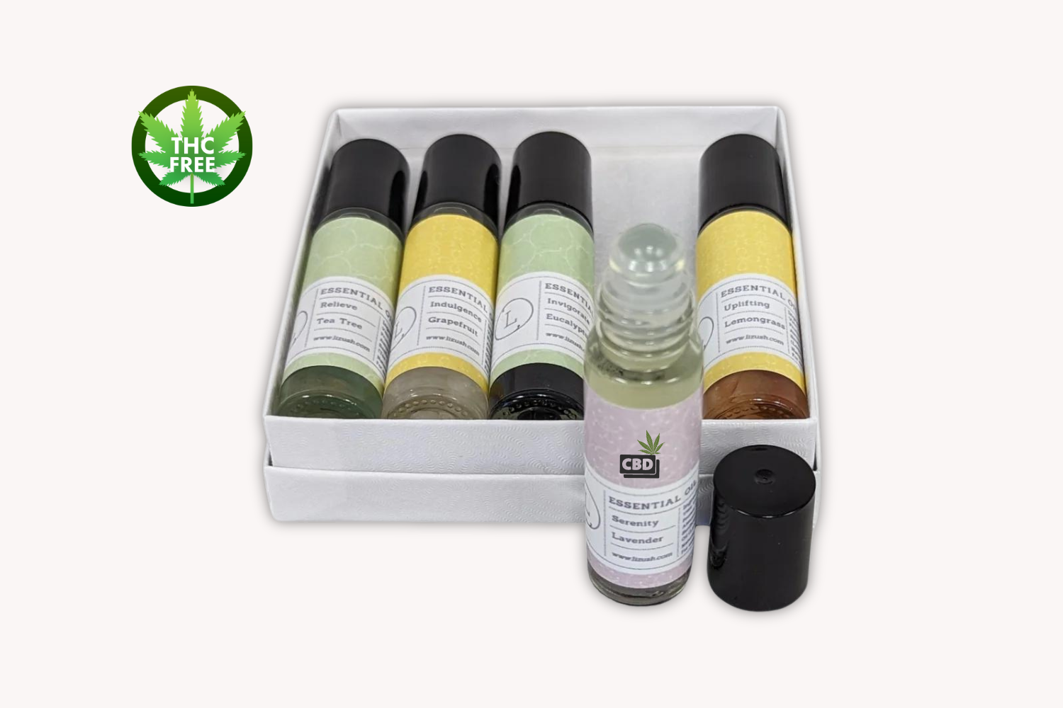 Cbd Essential Oils Roll-on Set With Crystals And Cbd (thc Free)