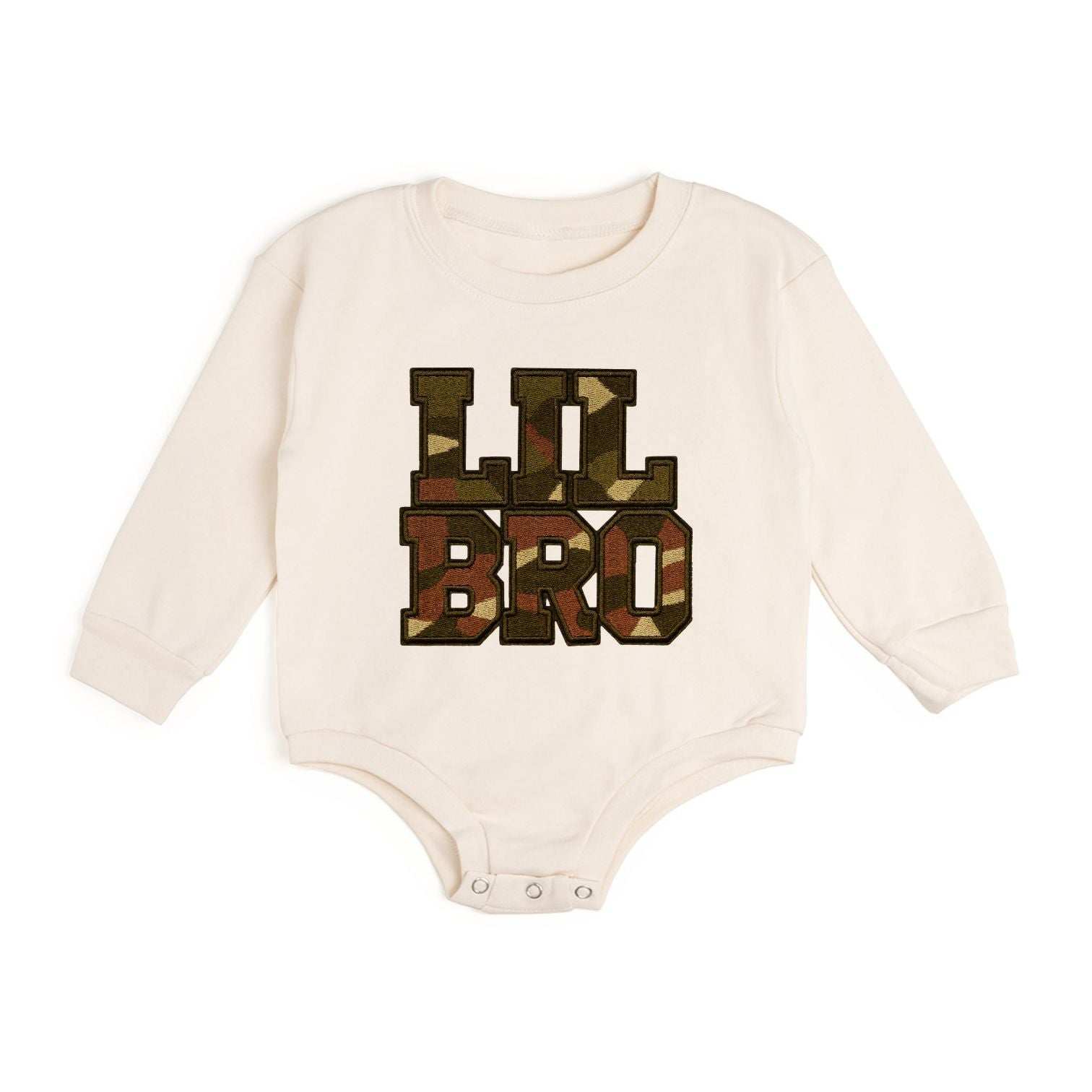 Lil Bro Camo Patch Long Sleeve Romper