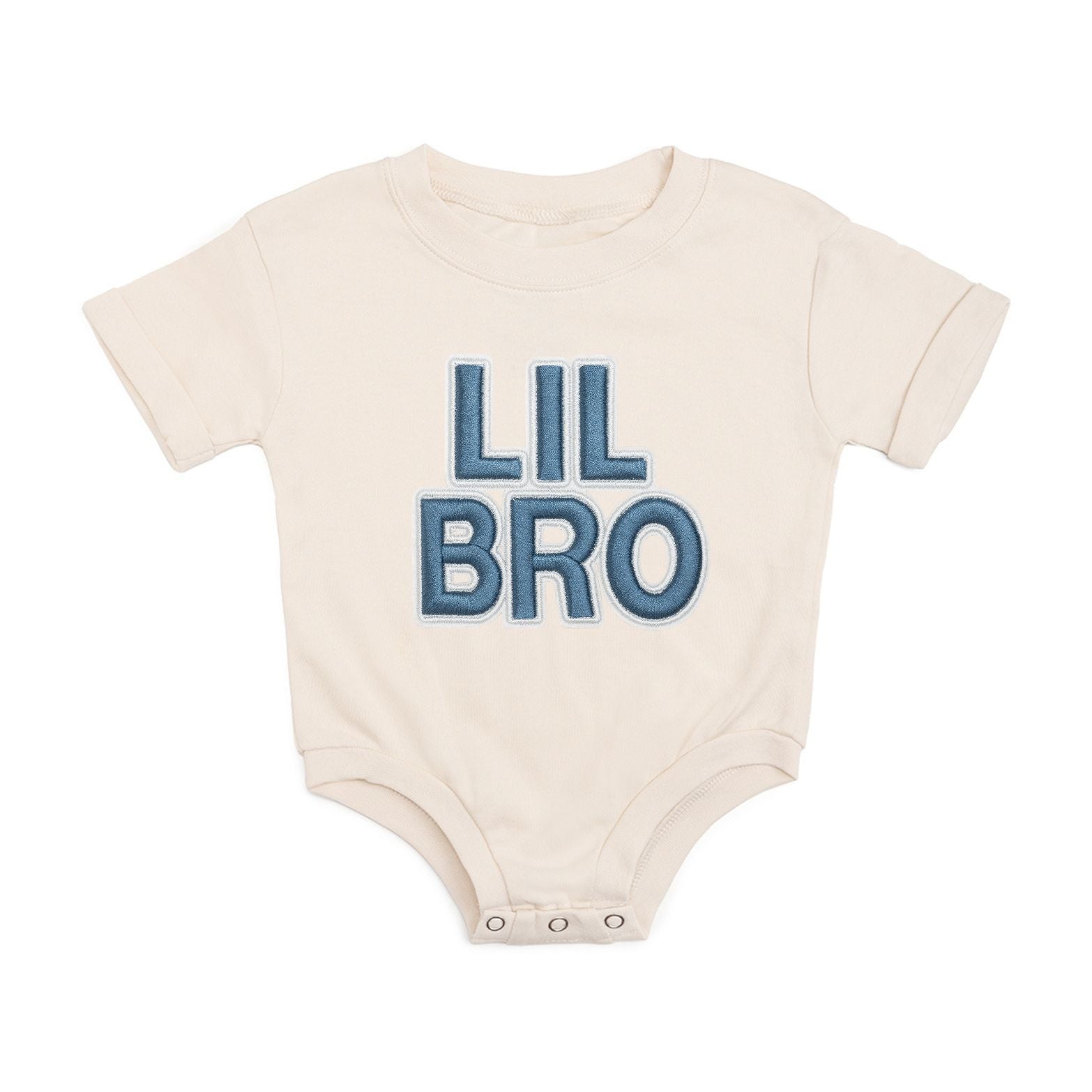 Lil Bro Embroidered Patch Short Sleeve Romper