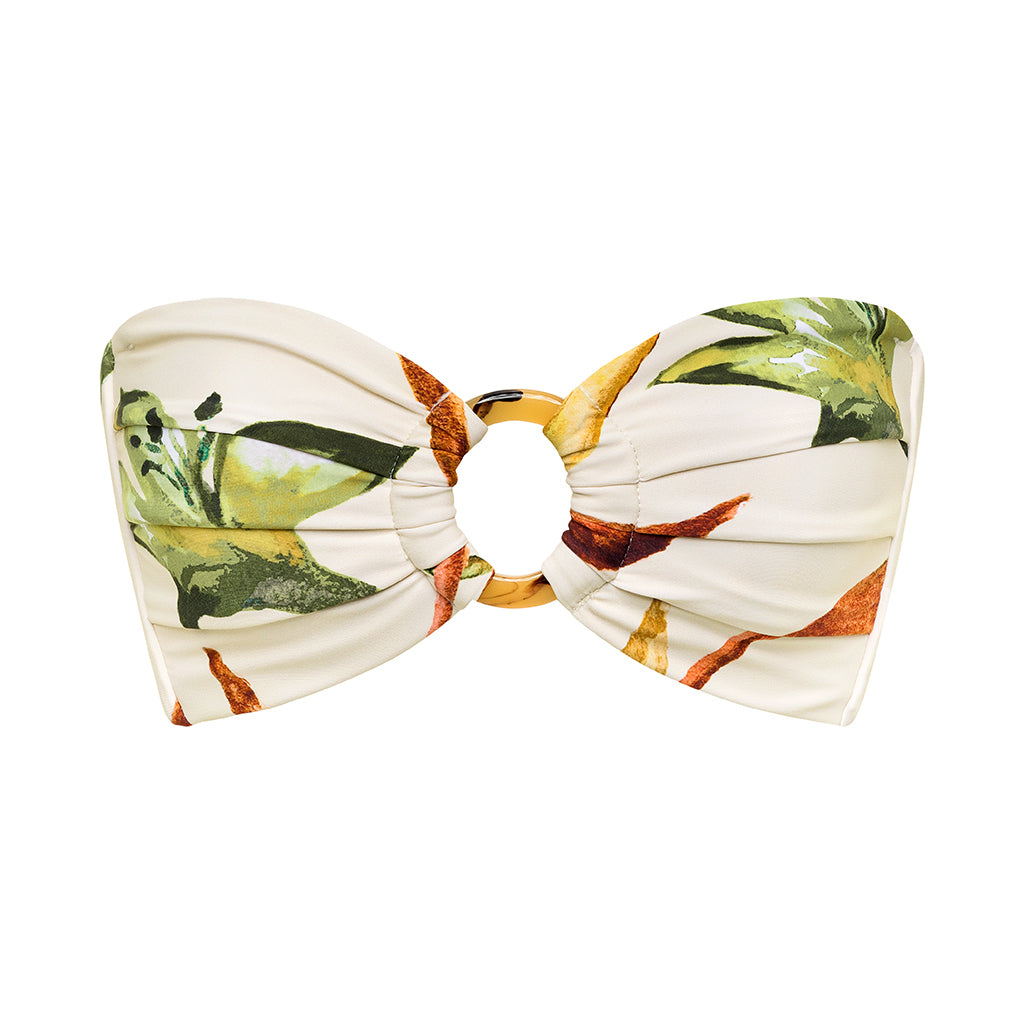 Rooted Floral Tori Ties Bandeau Bikini Top