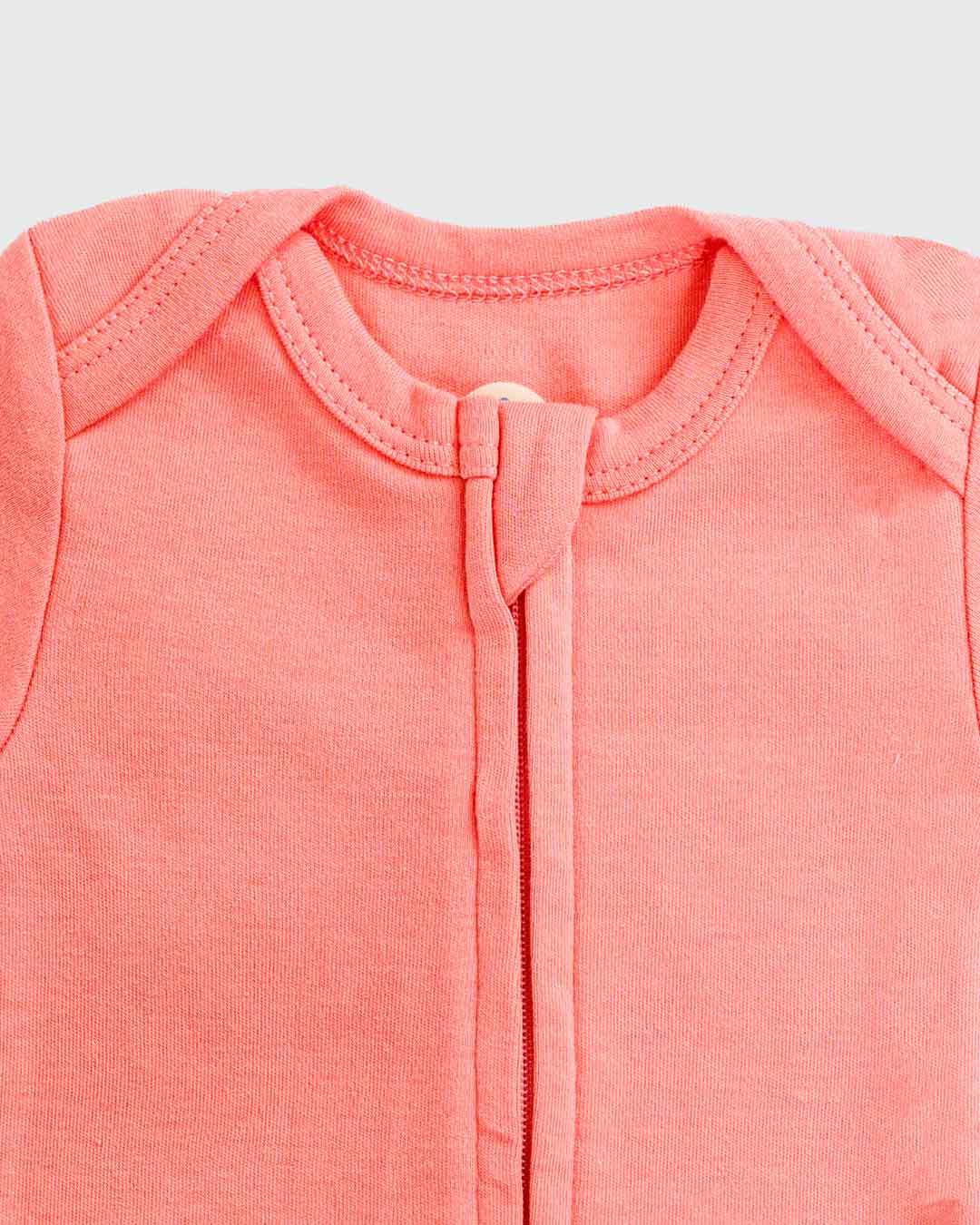 Long Sleeve Zipper Bodysuit In Rose, 6-9m