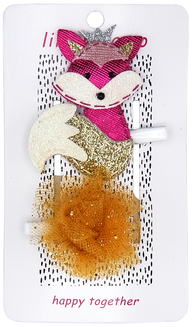 Royal Fox Hair Clips- Pink And Gold