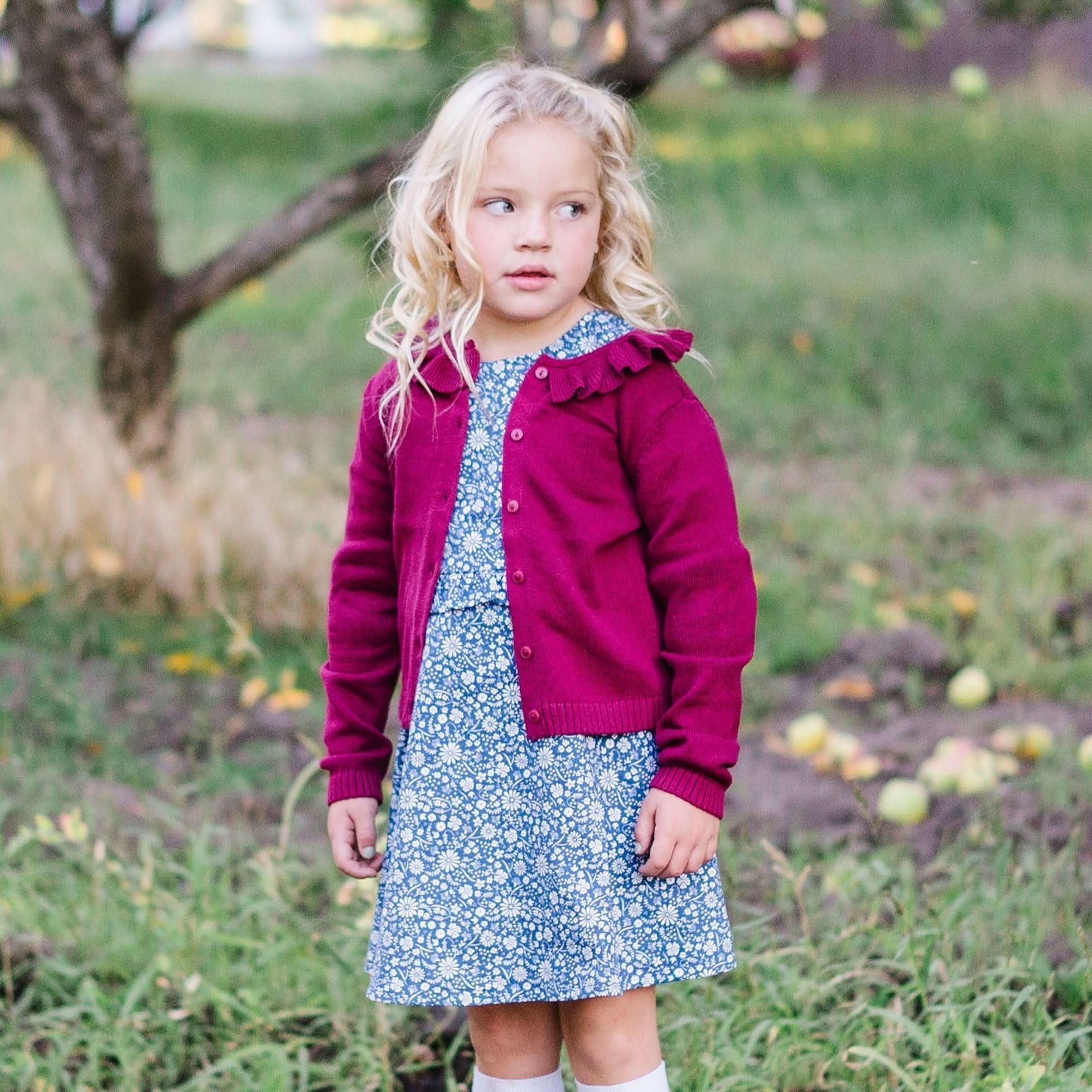 Organic Ruffle Collar Cardigan - Baby