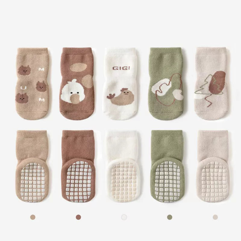 Set Of 5 Non-slip Socks For Children