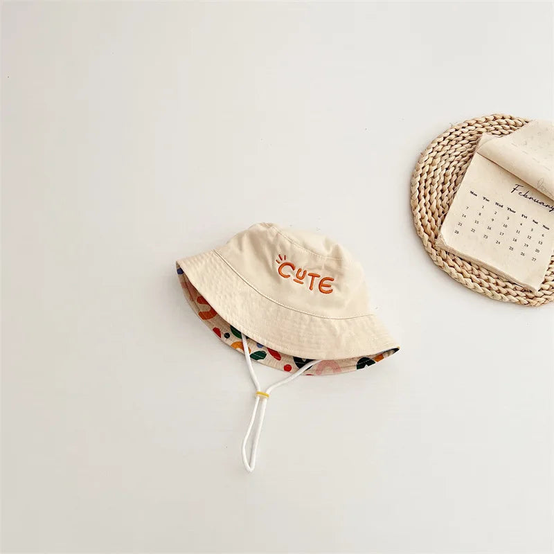 Embroidered Double Sided Baby Bucket Hat For Children