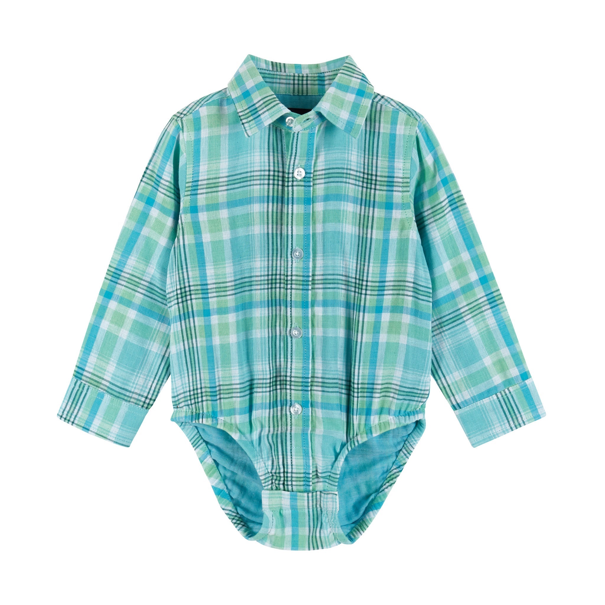 Infant 4-piece Plaid & Sweater Vest Set | Green & Navy