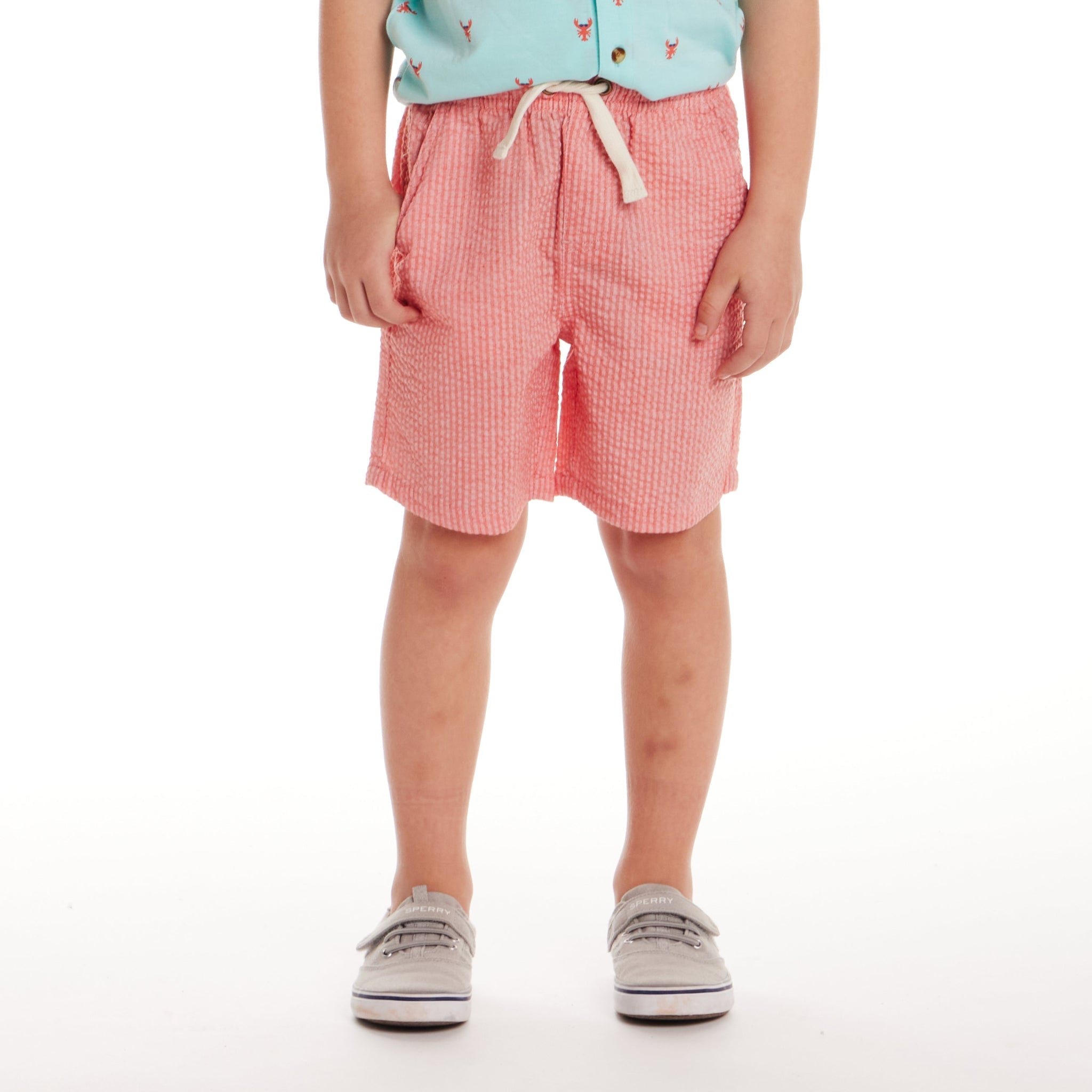 Kids (3-7) Seersucker Shorts | Coral