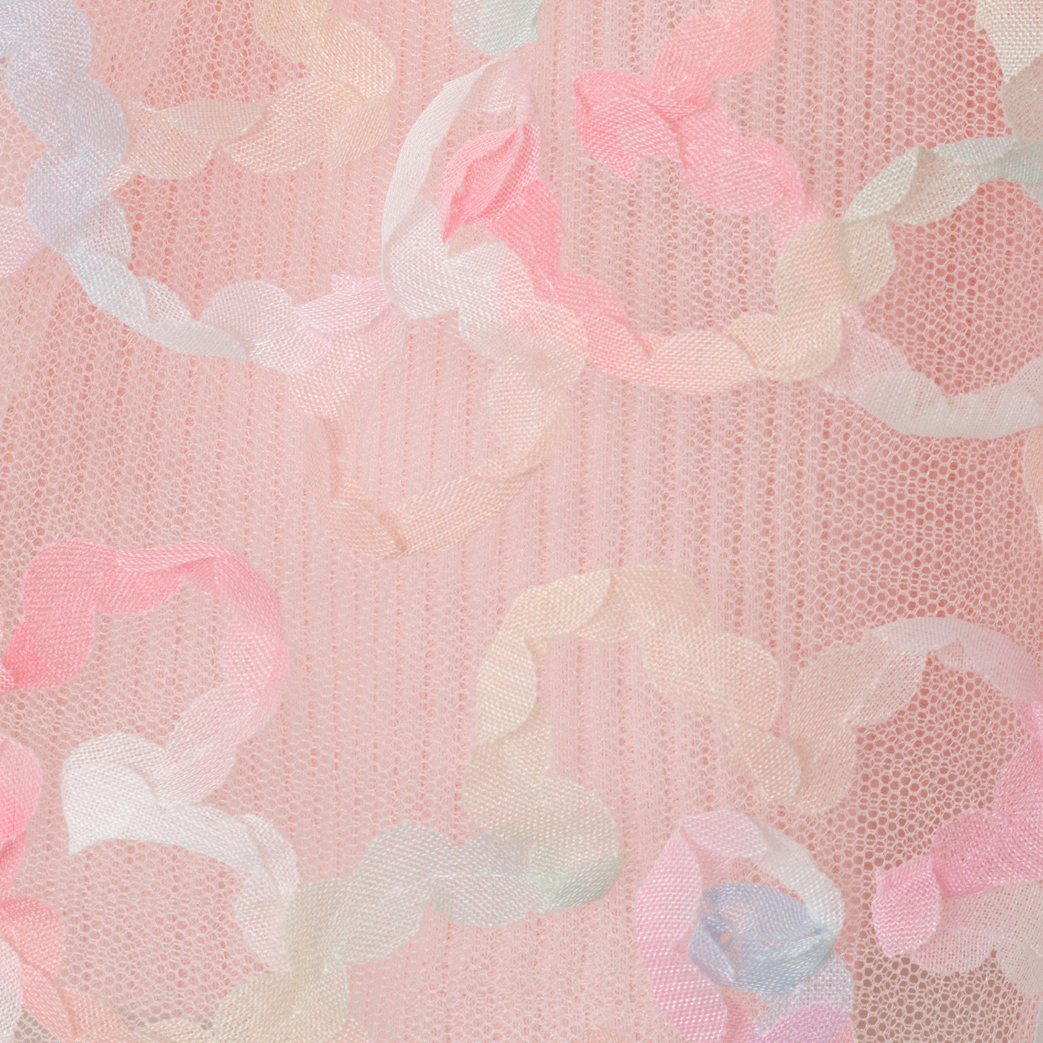 Kids (2-6x) Rib Knit Dress With 3d Floral Tulle Skirt | Light Pink