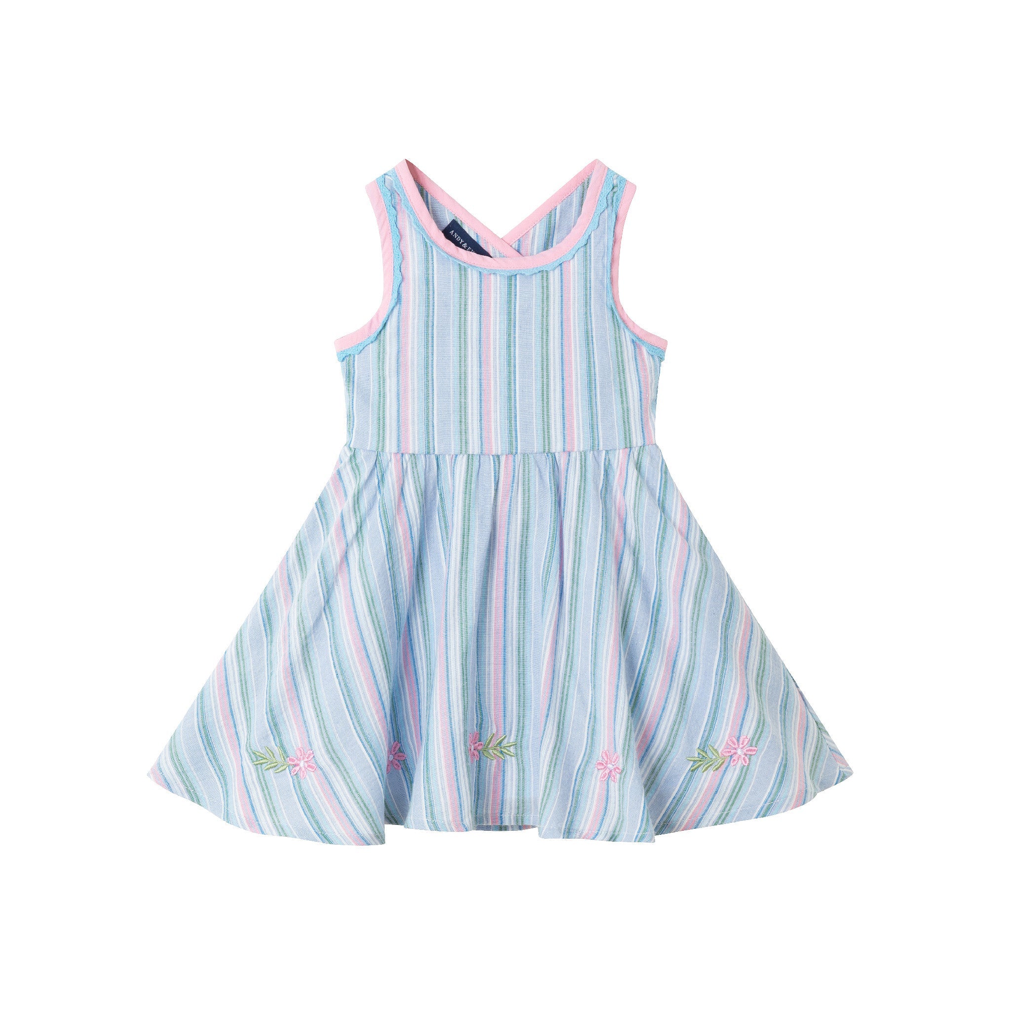 Kids (2-6x) Blue Breeze Cross-back Dress | Striped