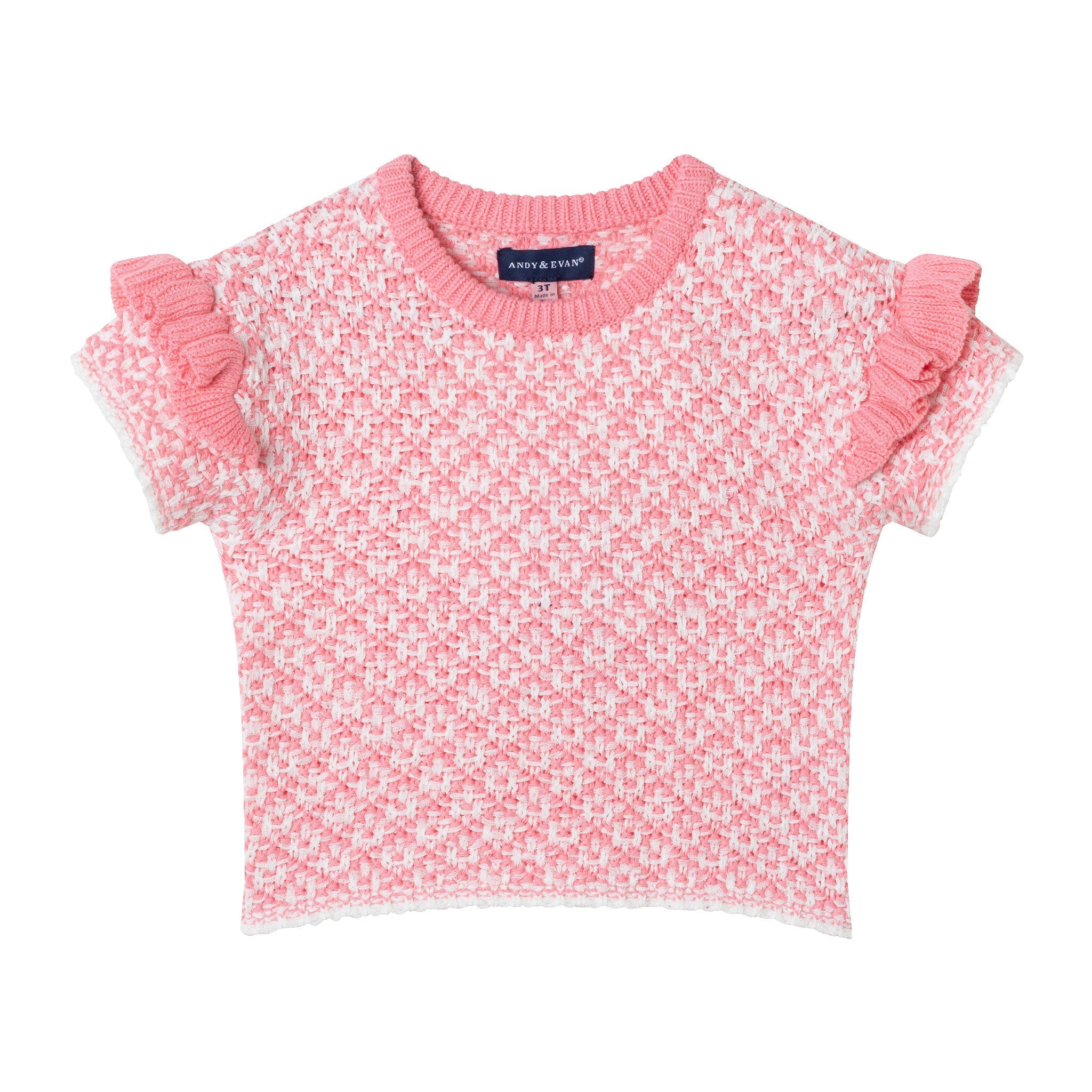 Kids (2-6x) Crochet Top & Short Set | Pink Houndstooth