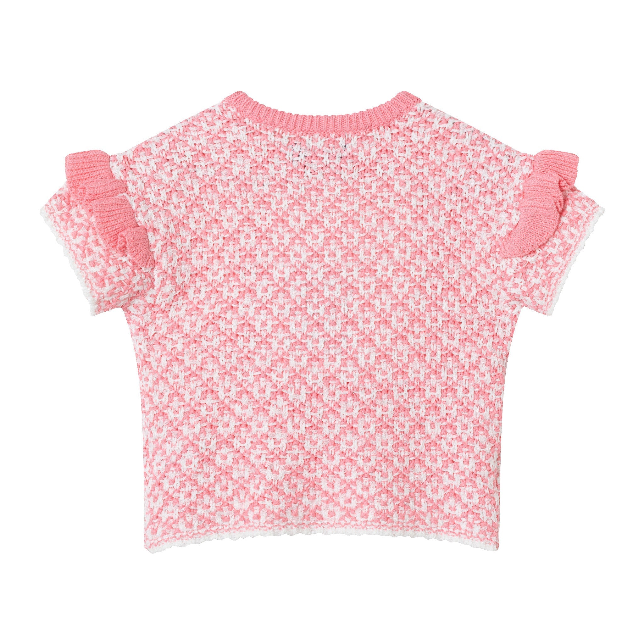 Kids (2-6x) Crochet Top & Short Set | Pink Houndstooth