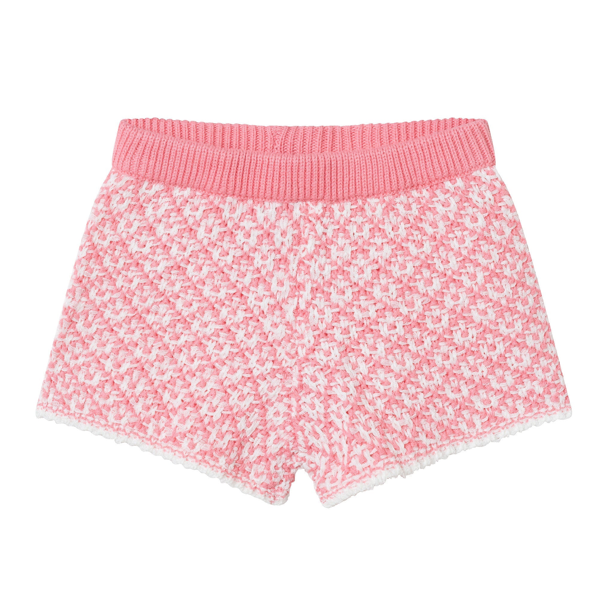 Kids (2-6x) Crochet Top & Short Set | Pink Houndstooth