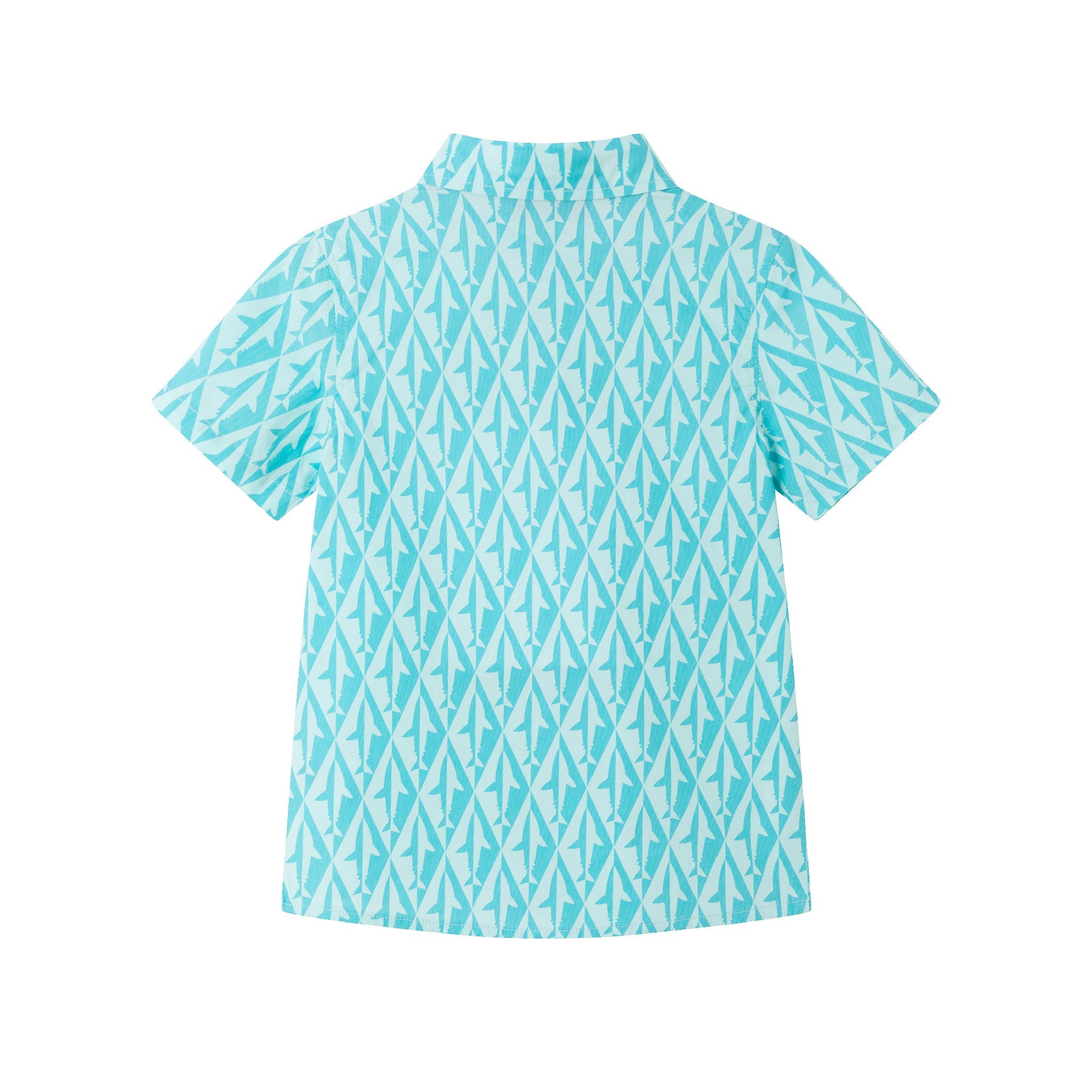 Kids (2-8) Geo Shark Short Sleeve Buttondown | Aqua