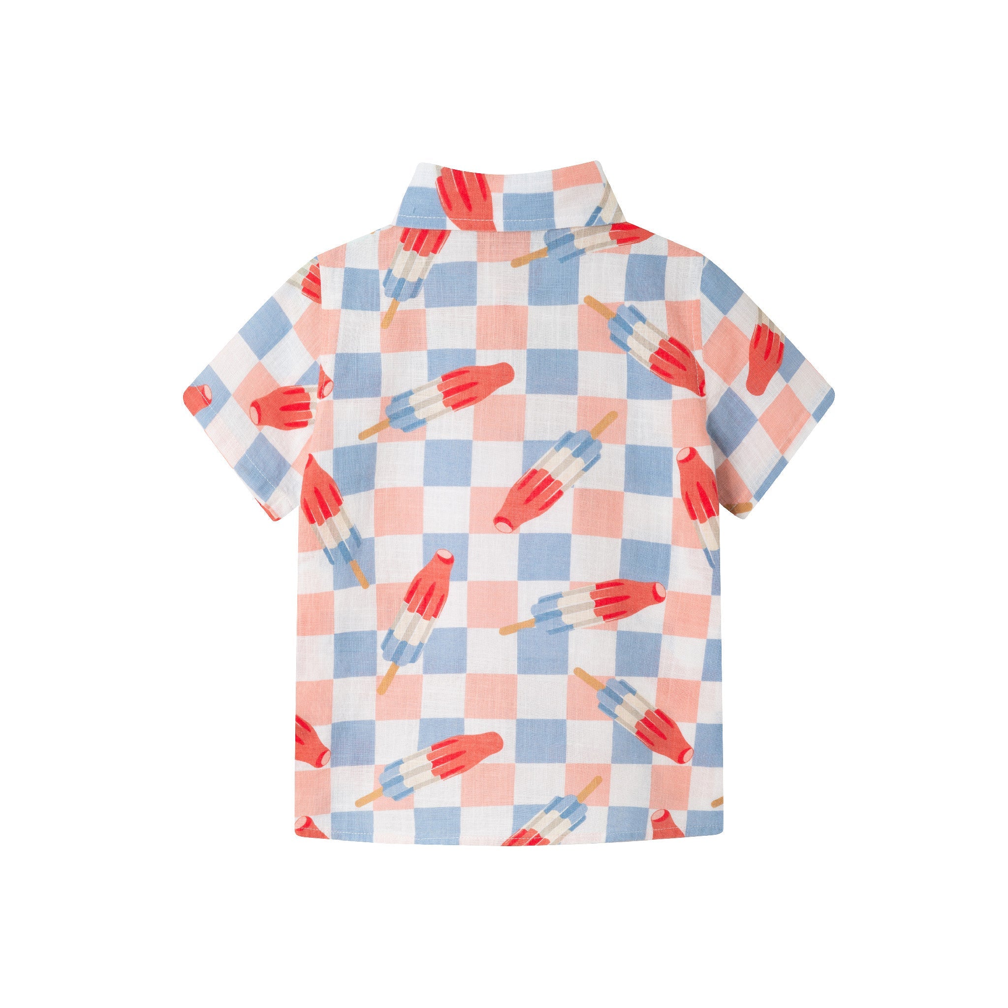 Kids (2-8) Buttondown & Short Set | Checkered Ice Pop