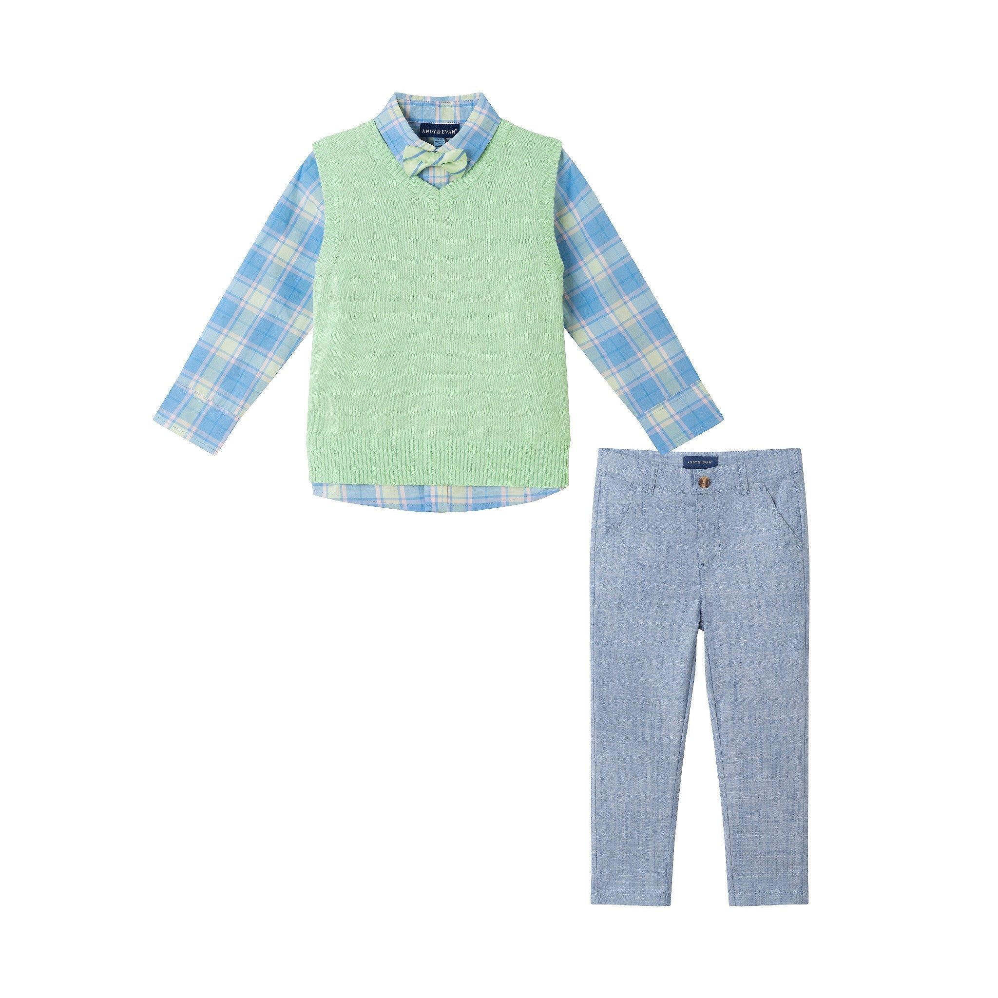 Kids (2-8) Sweater Vest Set | Light Green