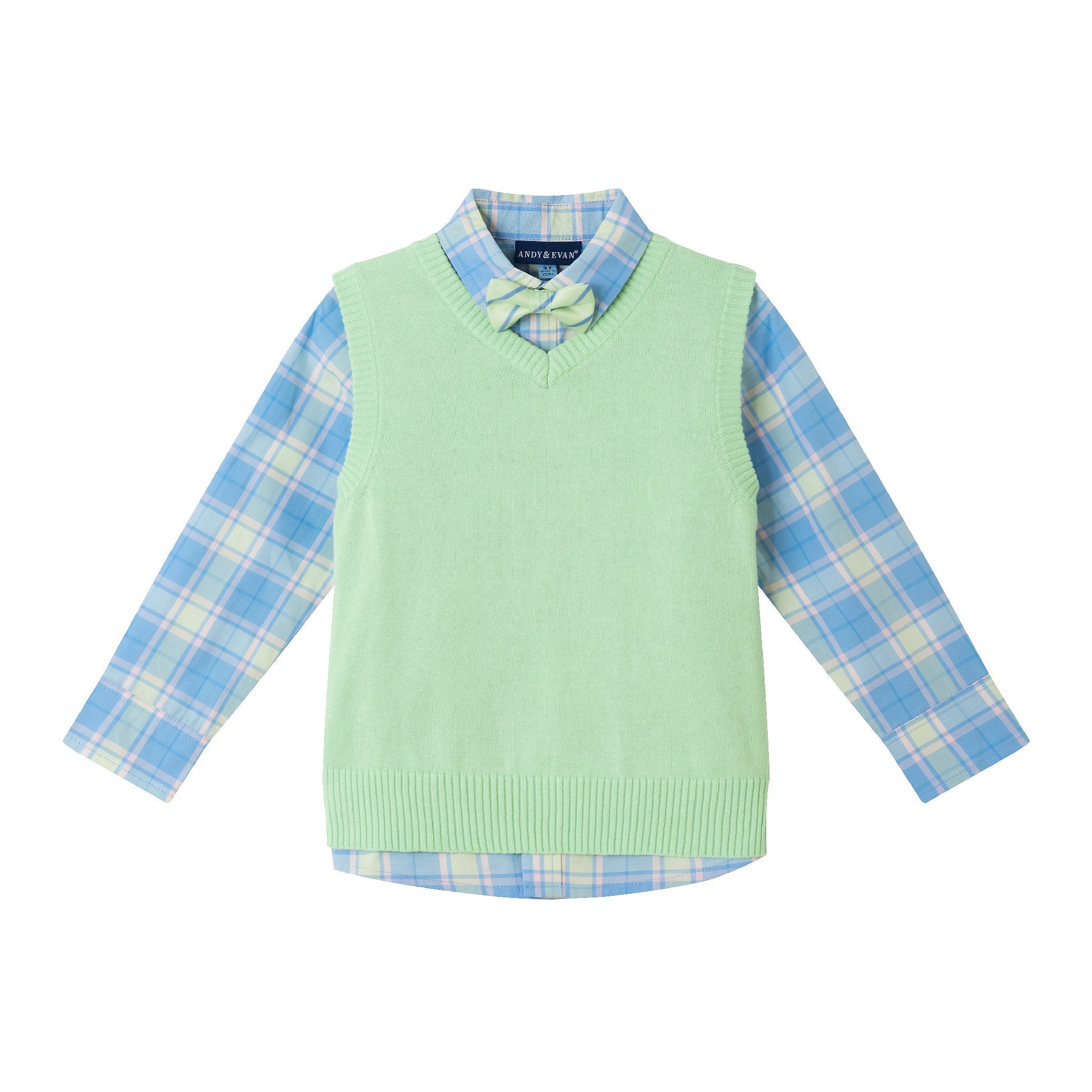 Kids (2-8) Sweater Vest Set | Light Green