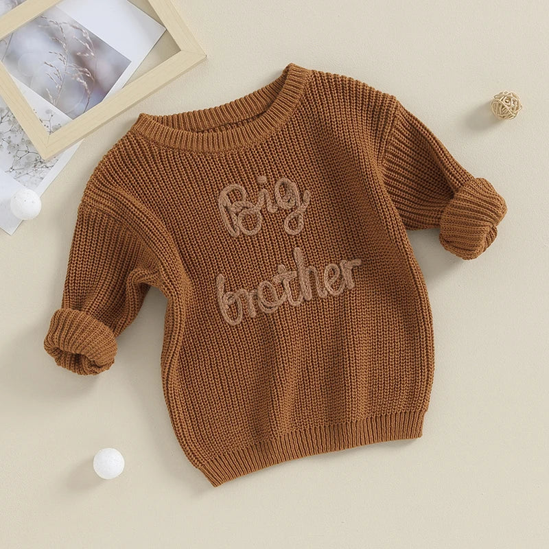 Cotton Knitted Sweater With "big Brother" Embroidery Multivariant