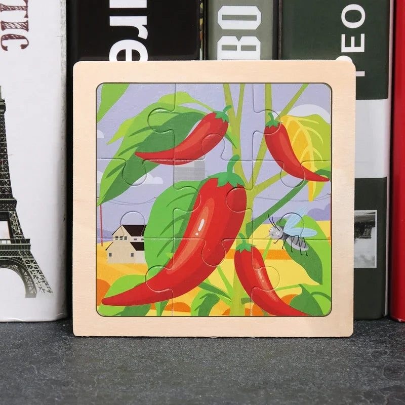 9pcs Wooden Toy Jigsaw Multivariant