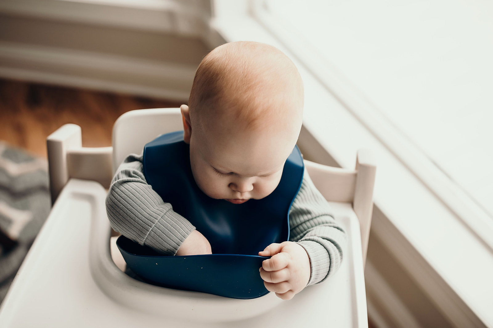 Sailor Blue Silicone Bib With Crumb Catcher