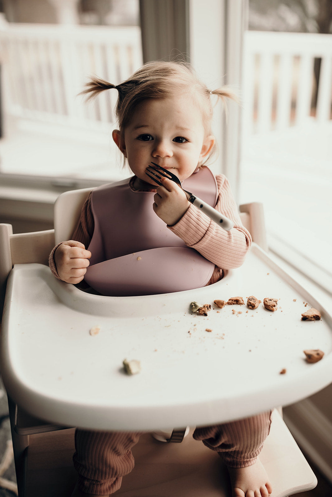 Lilac Silicone Bib With Crumb Catcher