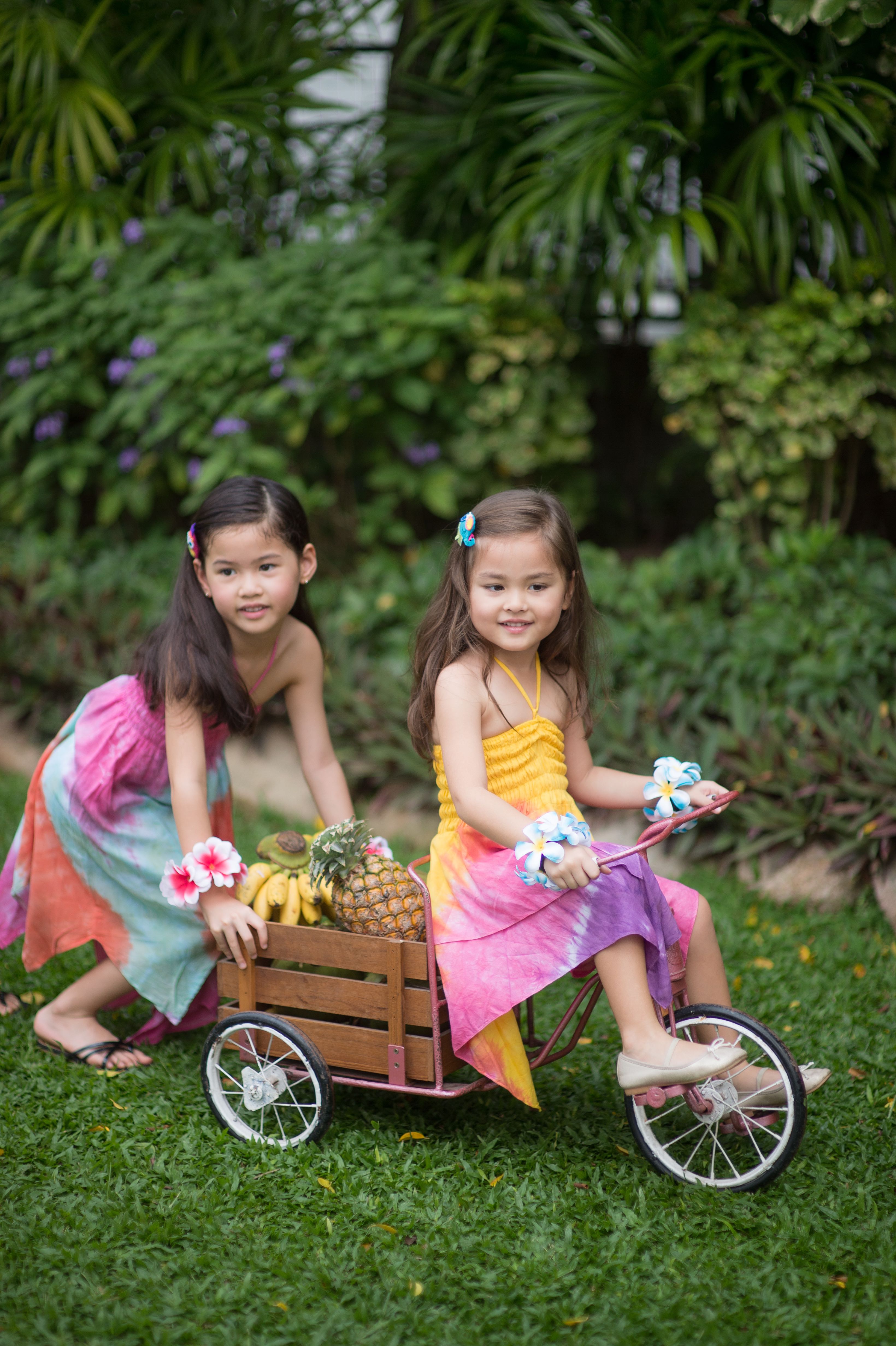 Hawaiian Flowers Hair Clips- Orange And Pink