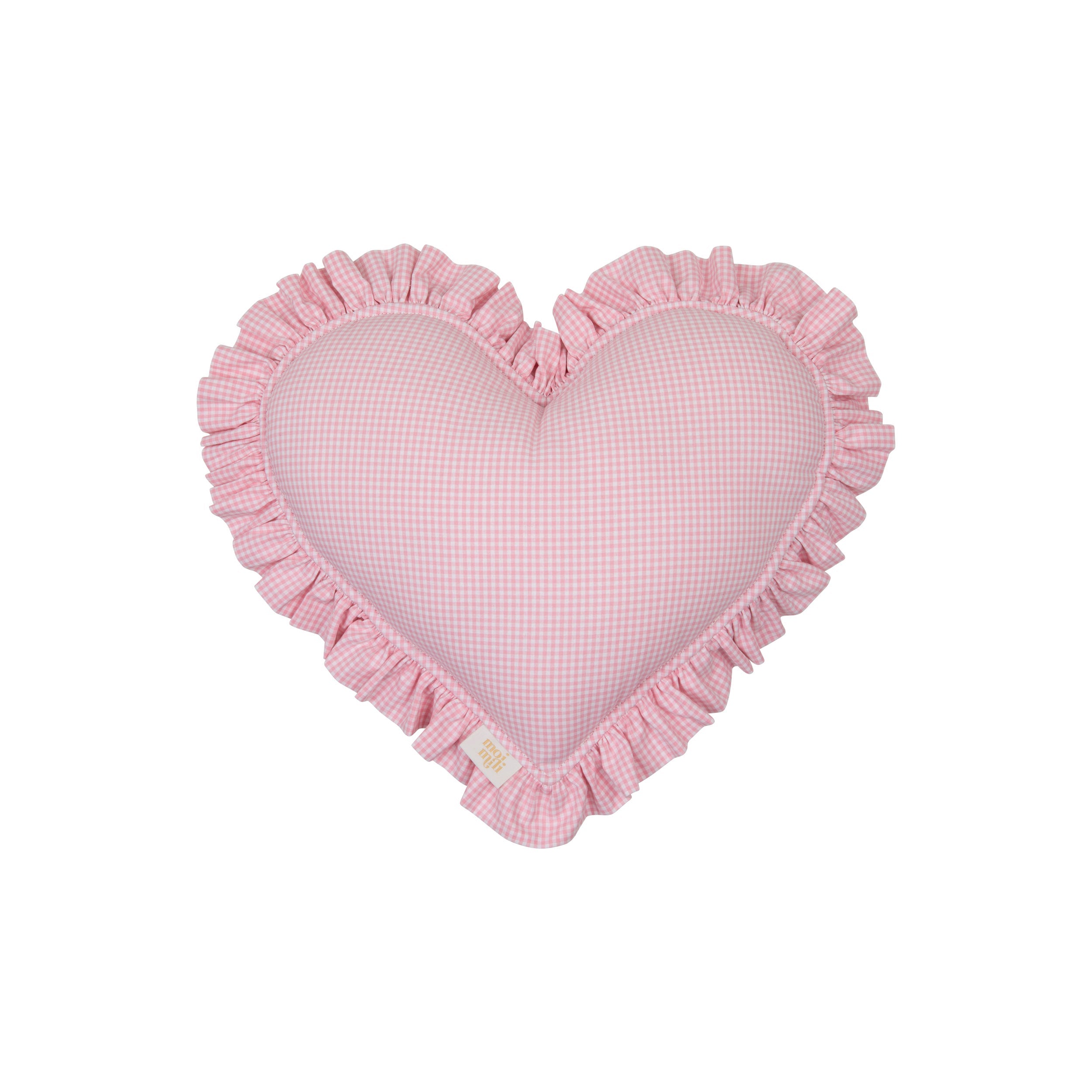"pink" Heart Pillow With Checkered Frill