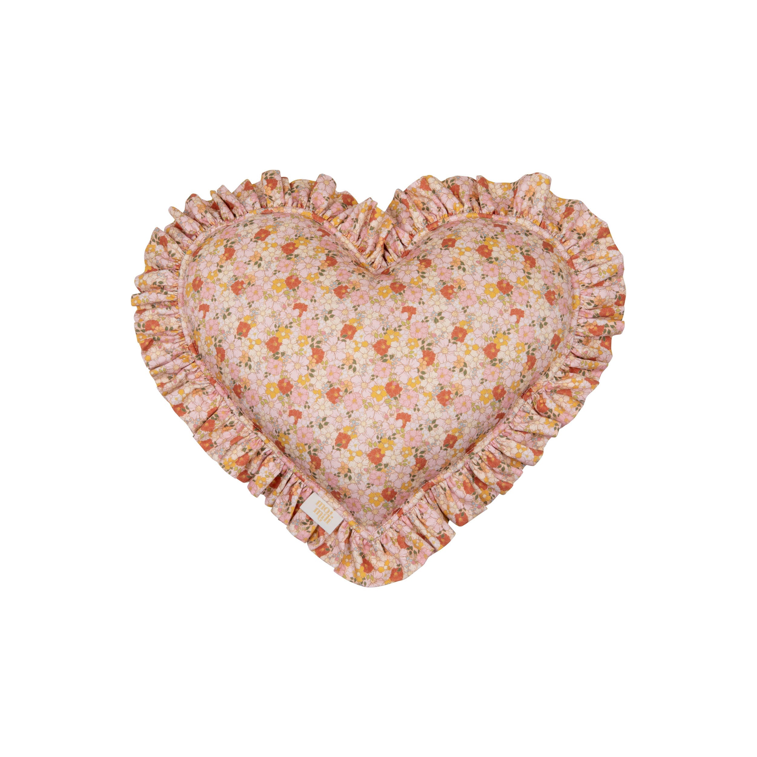 "spring Garden" Heart Pillow With Checkered Frill