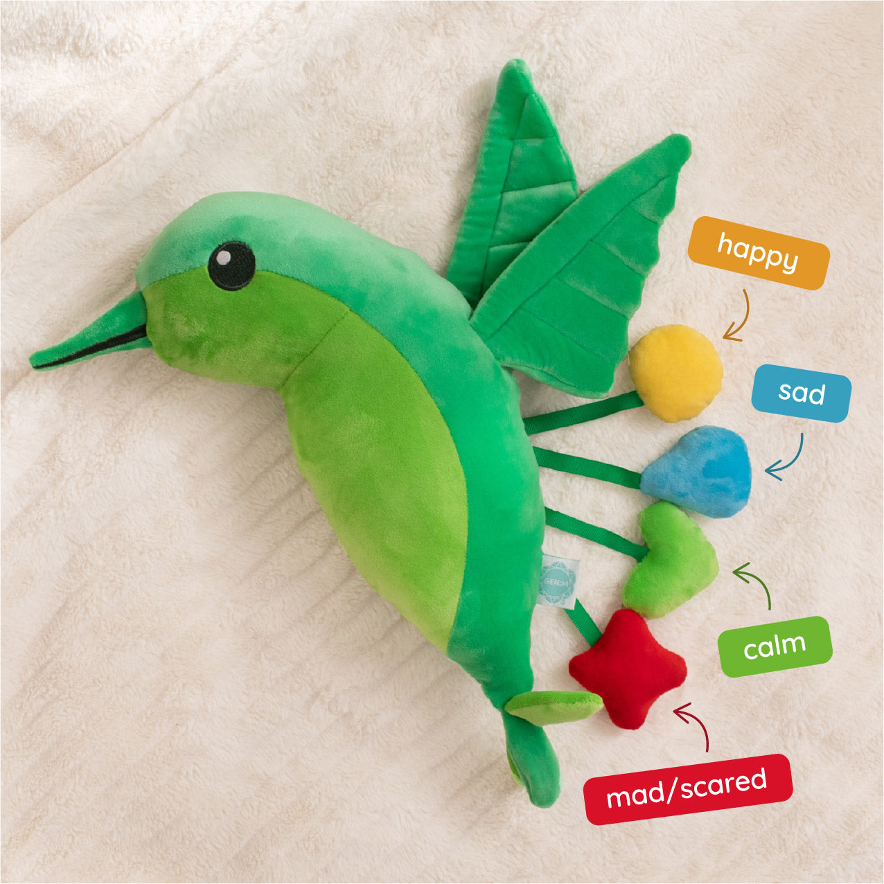 Green Hummingbird Snugglebuddies Emotions Plush