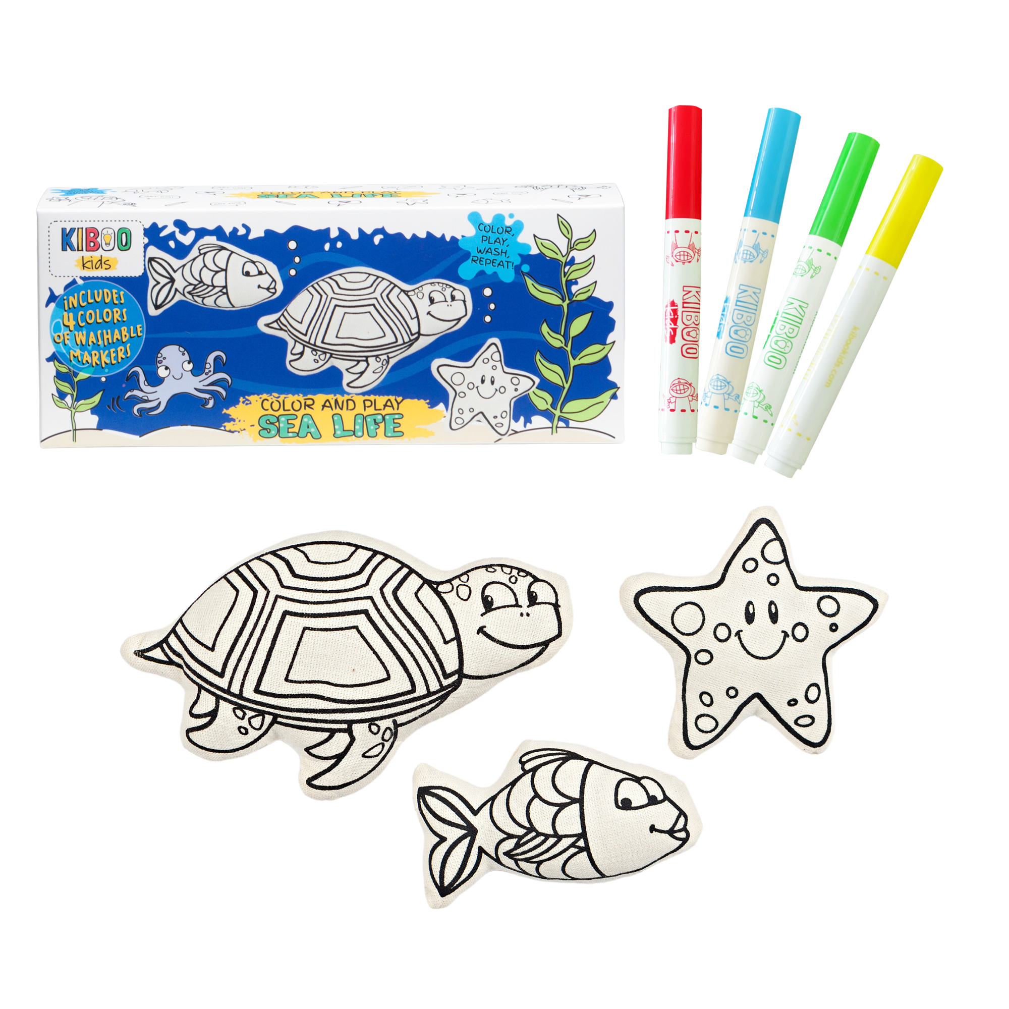 Sea Life Adventure Coloring Set - Starfish, Turtle & Fish |