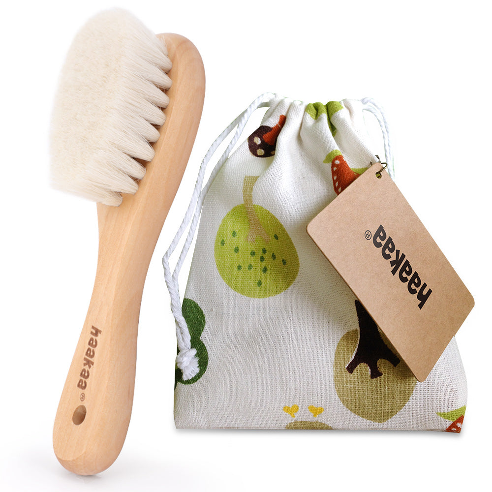 Haakaa Goats Wool Wooden Baby Hairbrush 1 Pk
