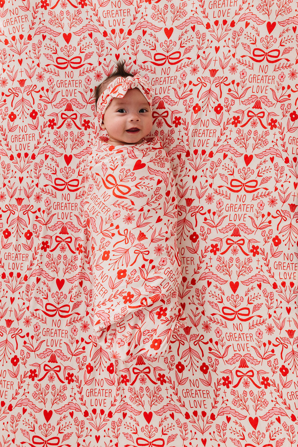 No Greater Love Pink Swaddle Bamboo