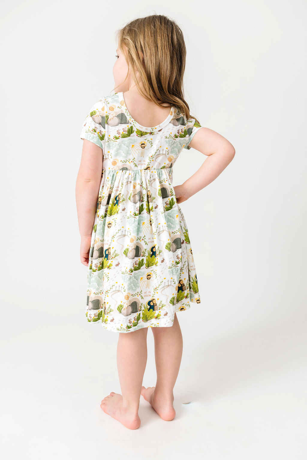 He Is Risen Short Sleeve Twirl Dress Cotton