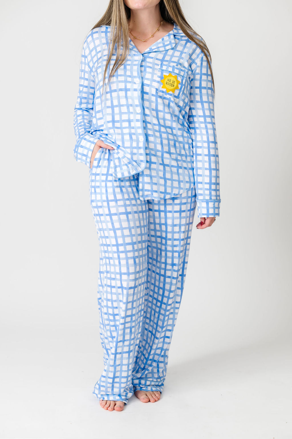 The Risen Son Womens Pj Notch Collar Set Bamboo