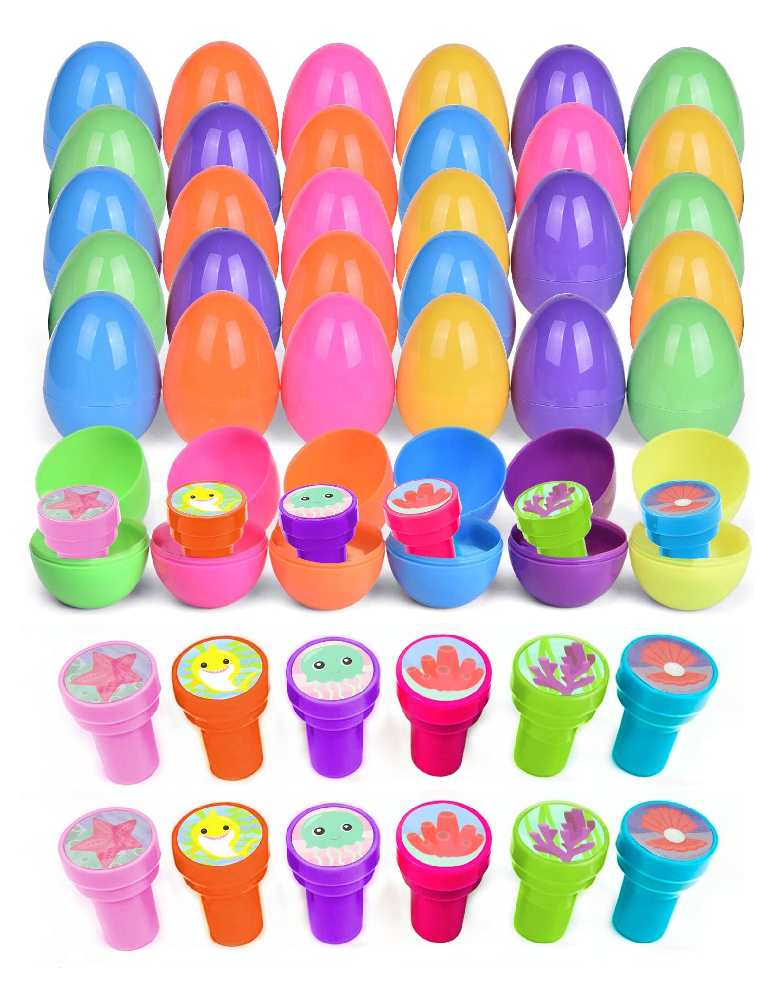 Easter Eggs With Shark Stampers - 36 Pack